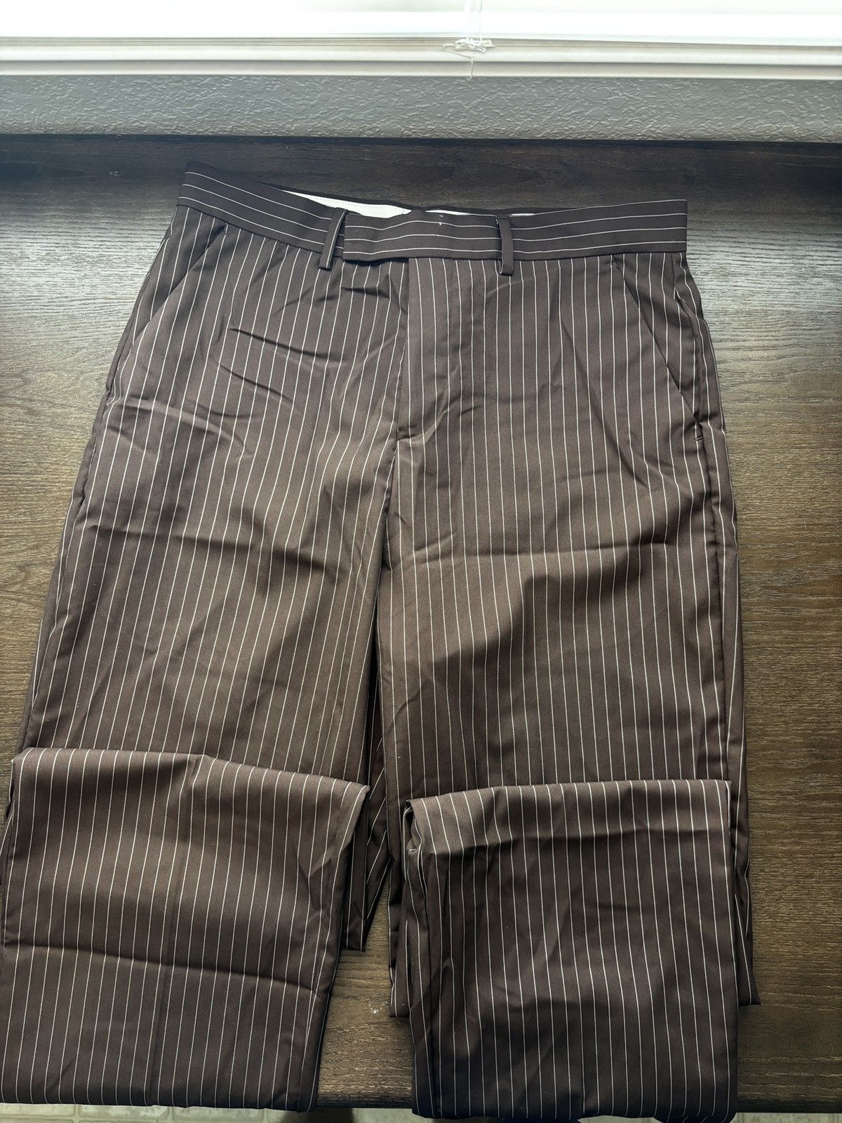 Asos ASOS BROWN PINSTRIPE PANTS Size US 34 / EU 50 - 2 Thumbnail