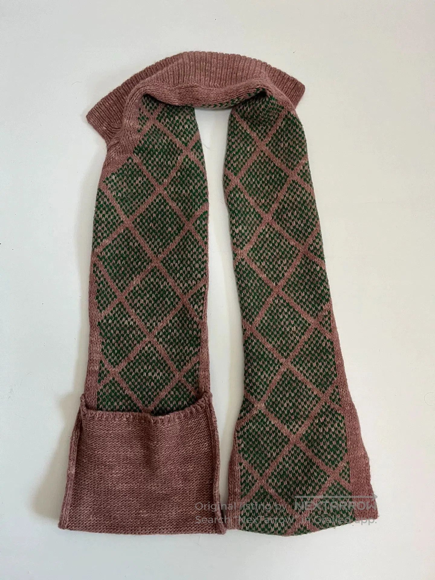Dries Van Noten Dries van Noten Pink Green Argyle Scarf. Size ONE SIZE - 7 Thumbnail