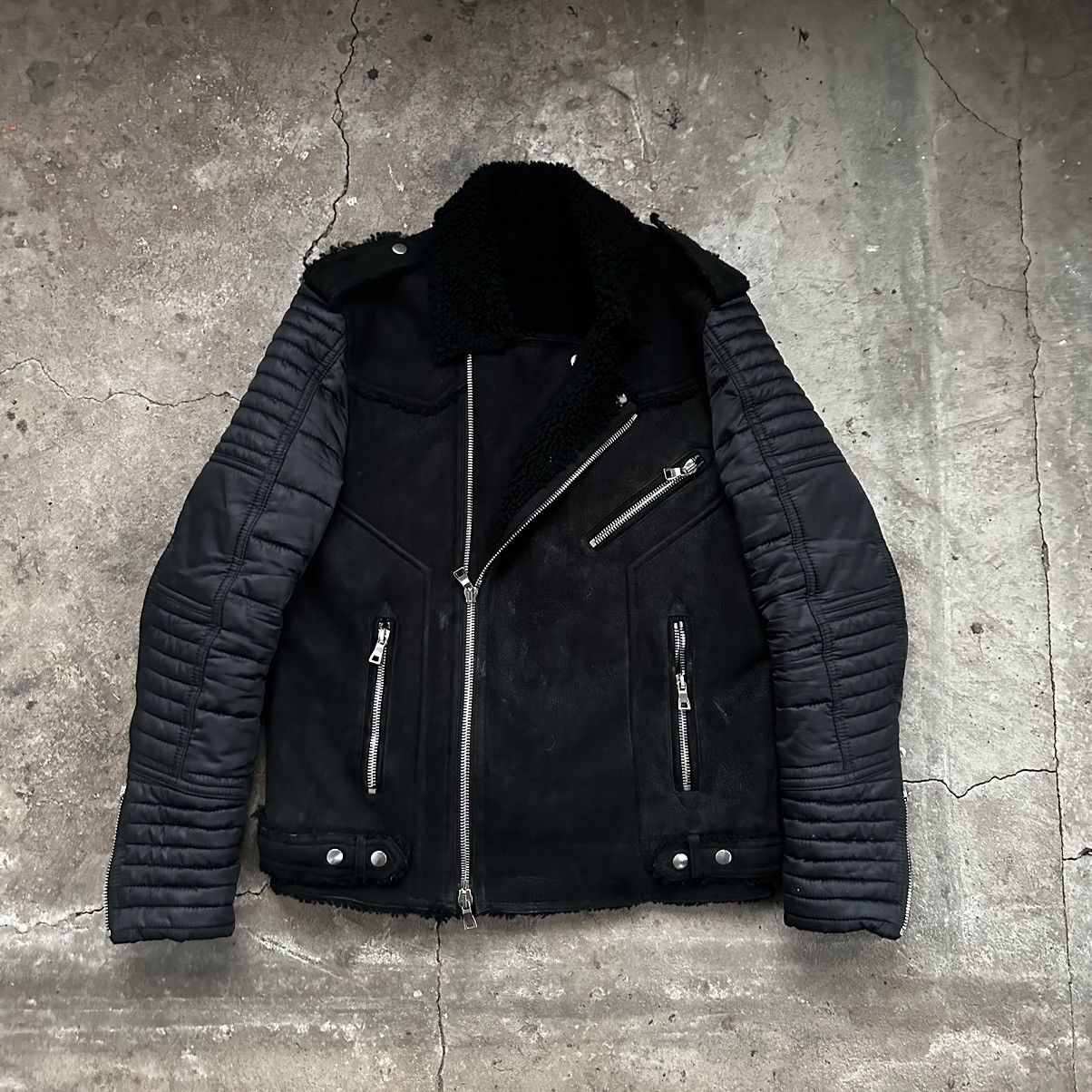 Balmain Shearling Biker Jacket in Black Size US L / EU 52-54 / 3 - 2 Thumbnail