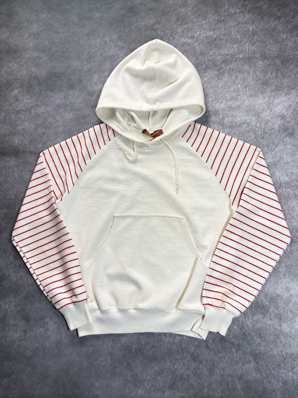 Vintage Vintage Sweatshirt Raglan Hoodie Pullover 70s Crayons Stripe Size US S / EU 44-46 / 1 - 1 Thumbnail