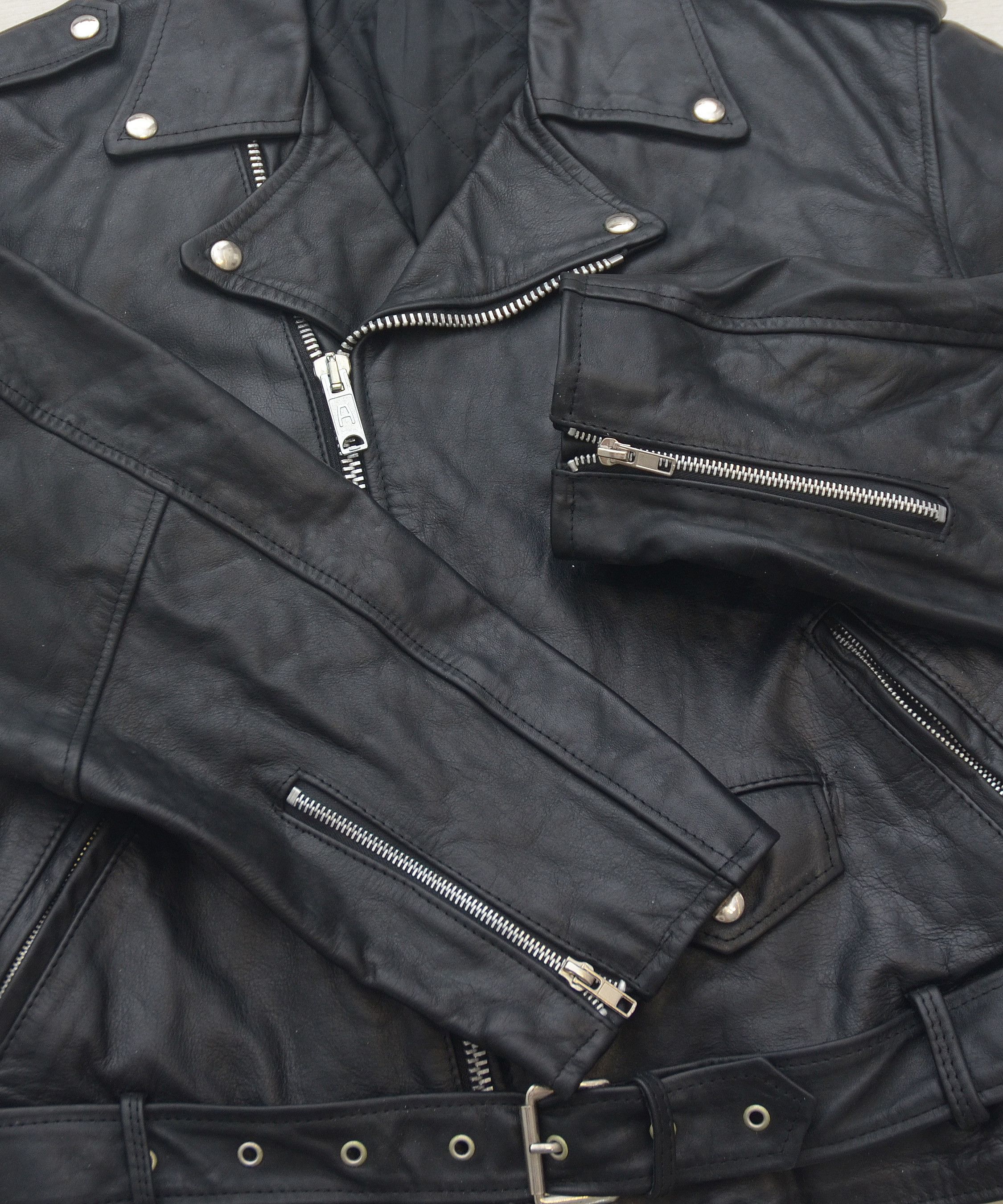 Vintage VINTAGE Made in France BLACK MOTORCYCLE LEATHER BIKER JACKET Size US M / EU 48-50 / 2 - 7 Thumbnail