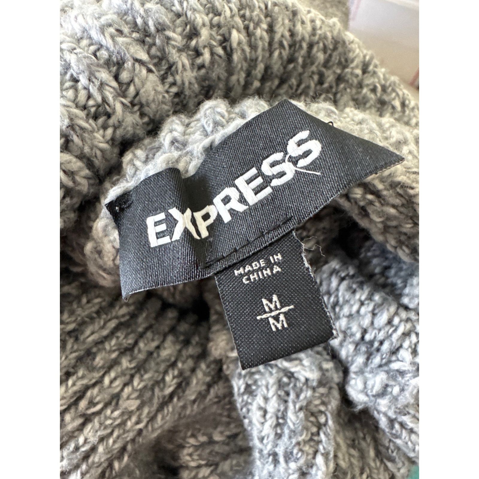 Express EXPRESS Men's Heathered Gray Cotton Blend Turtleneck Sweater Size US M / EU 48-50 / 2 - 5 Thumbnail