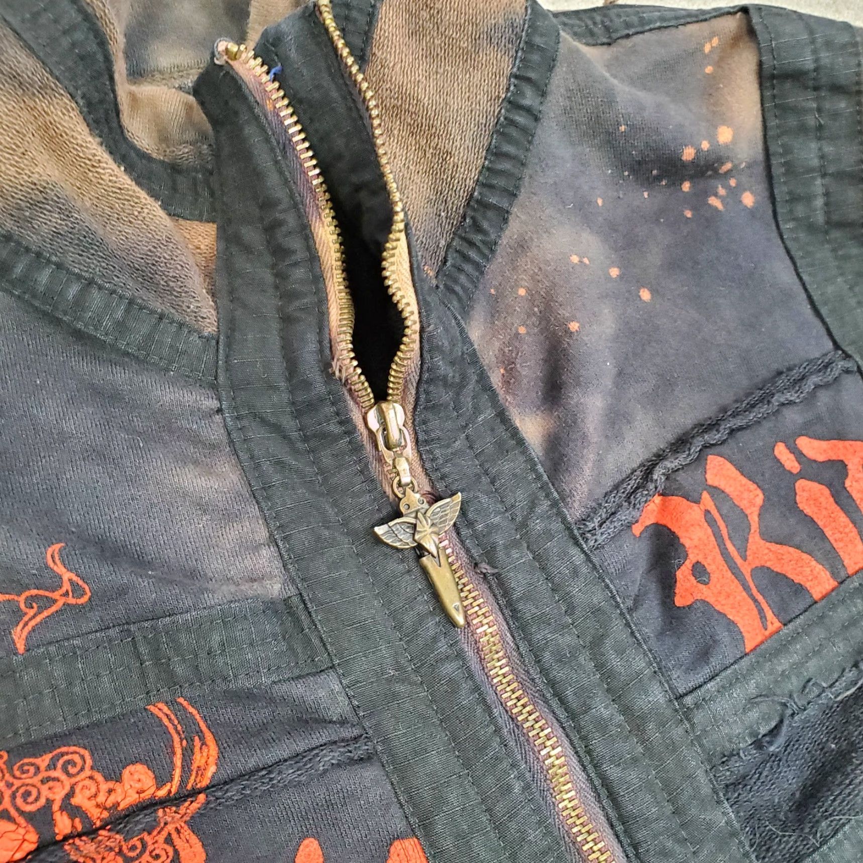Vintage Salvage Mens Large Black Hoodie Pullover Sweatshirt Jacket Casual Grunge Y2K Full Zip Size US L / EU 52-54 / 3 - 3 Thumbnail