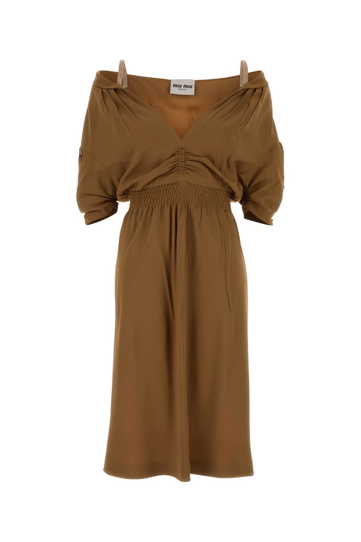 Miu Miu Camel Crepe Dress Size M / US 6-8 / IT 42-44 - 1 Thumbnail