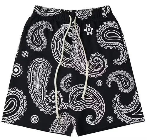 image of Vintage Black Bandana Paisley Shorts, Men's (Size 32)