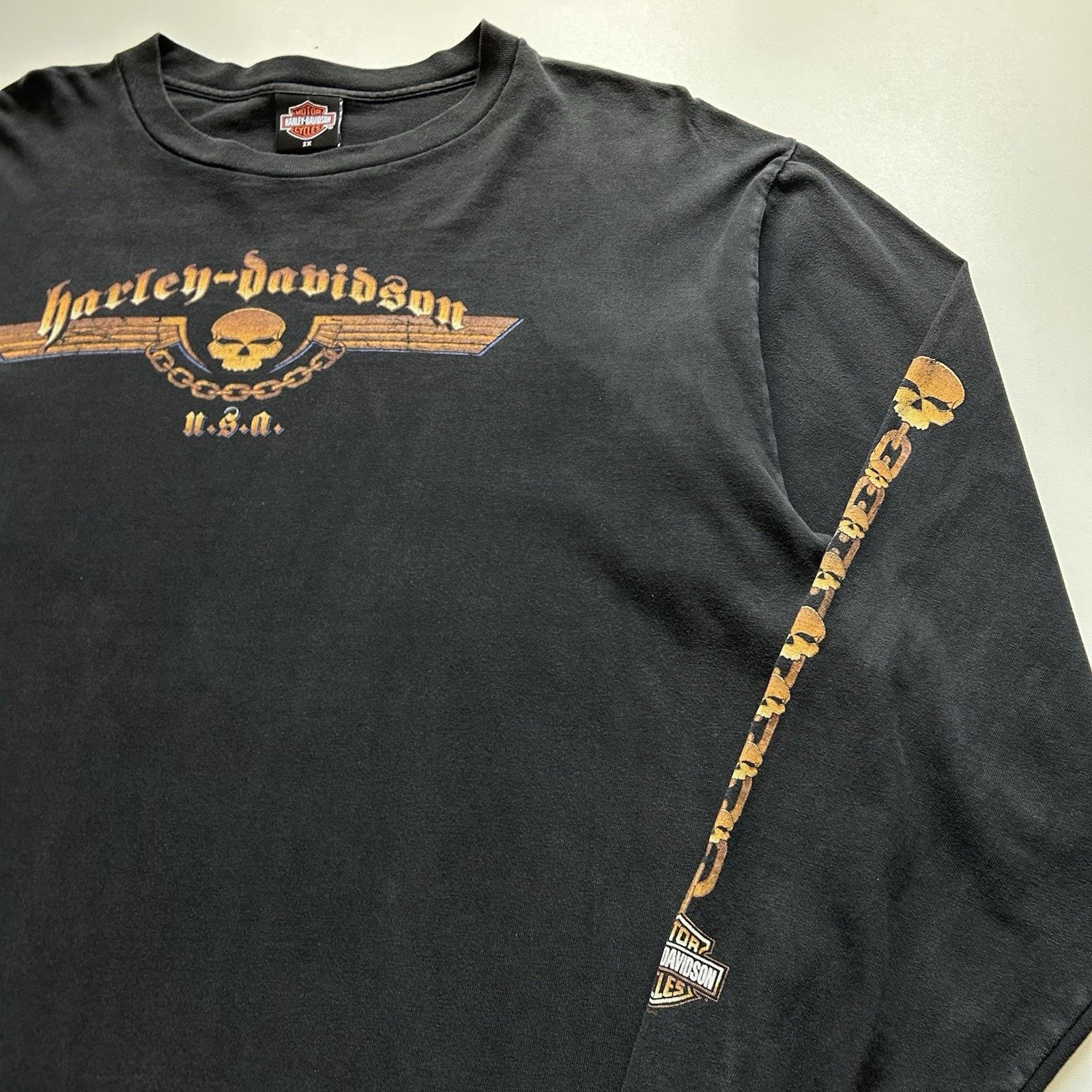 Harley Davidson Vintage Harley Davidson Long Sleeve T Shirt 2XL Skull Chains Size US XXL / EU 58 / 5 - 6 Thumbnail