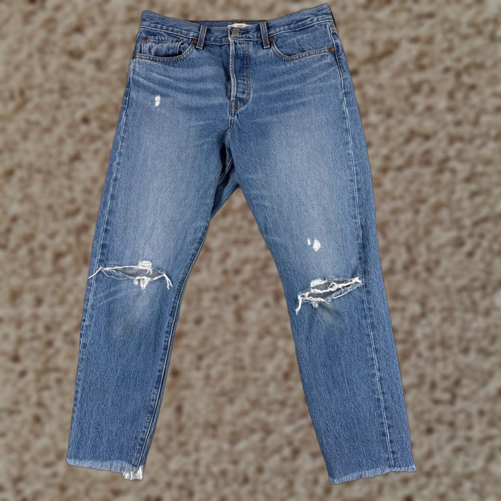 Levi's Levis Premium Jeans Womens 31x27 Blue Denim Wedgie Distressed Big E Size 24" / US 00 / IT 34 - 1 Thumbnail