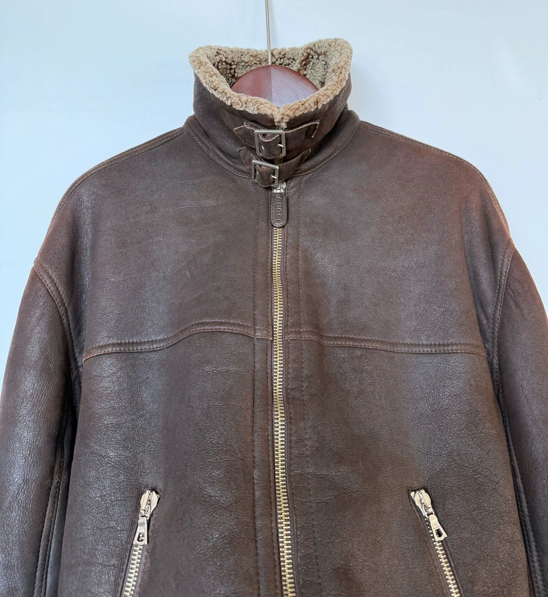 Gucci Gucci Brown Suede Shearling Jacket Tom Ford Era 48 Size US M / EU 48-50 / 2 - 5 Thumbnail
