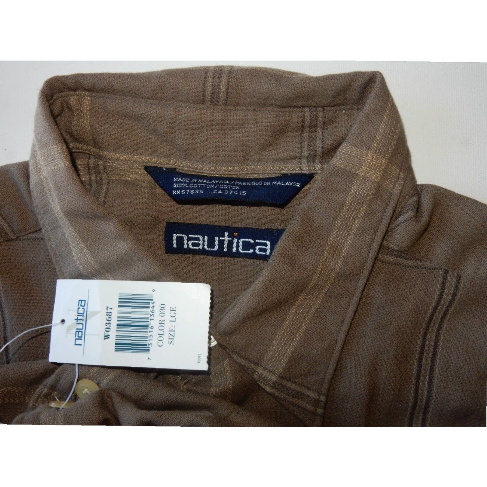 Nautica VINTAGE Nautica Men's Short Sleeve Plaid Button-Up Shirt Brown Large Cotton Size US L / EU 52-54 / 3 - 3 Thumbnail