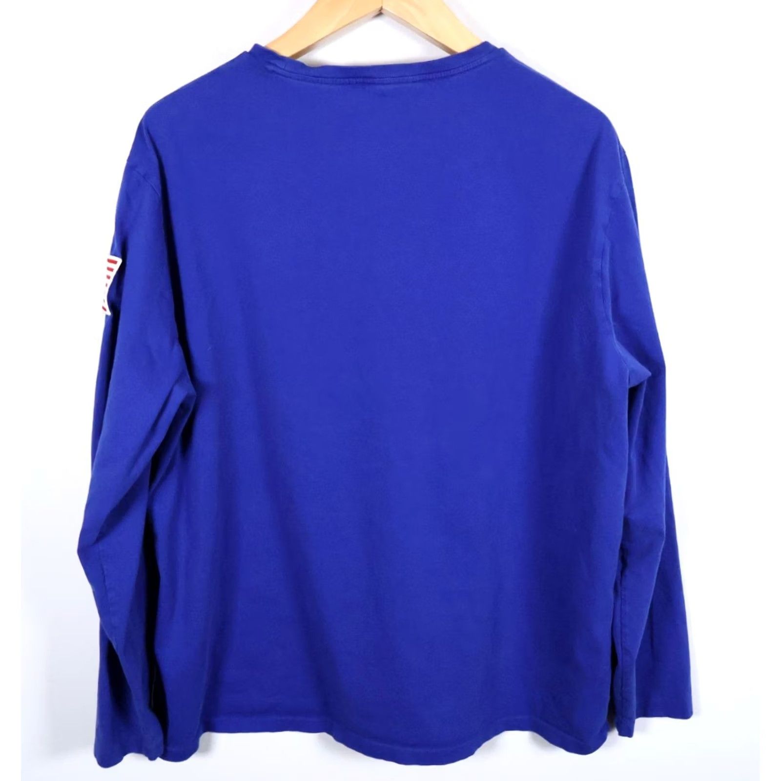Polo Ralph Lauren Polo Ralph Lauren Long Sleeve T-Shirt Men's 2XL Blue Embroidered Flag Patch Graphic Print Crew Neck Polo RL 90s Patriotic Logo Shirt Regular Mens Size US XXL / EU 58 / 5 - 2 Thumbnail