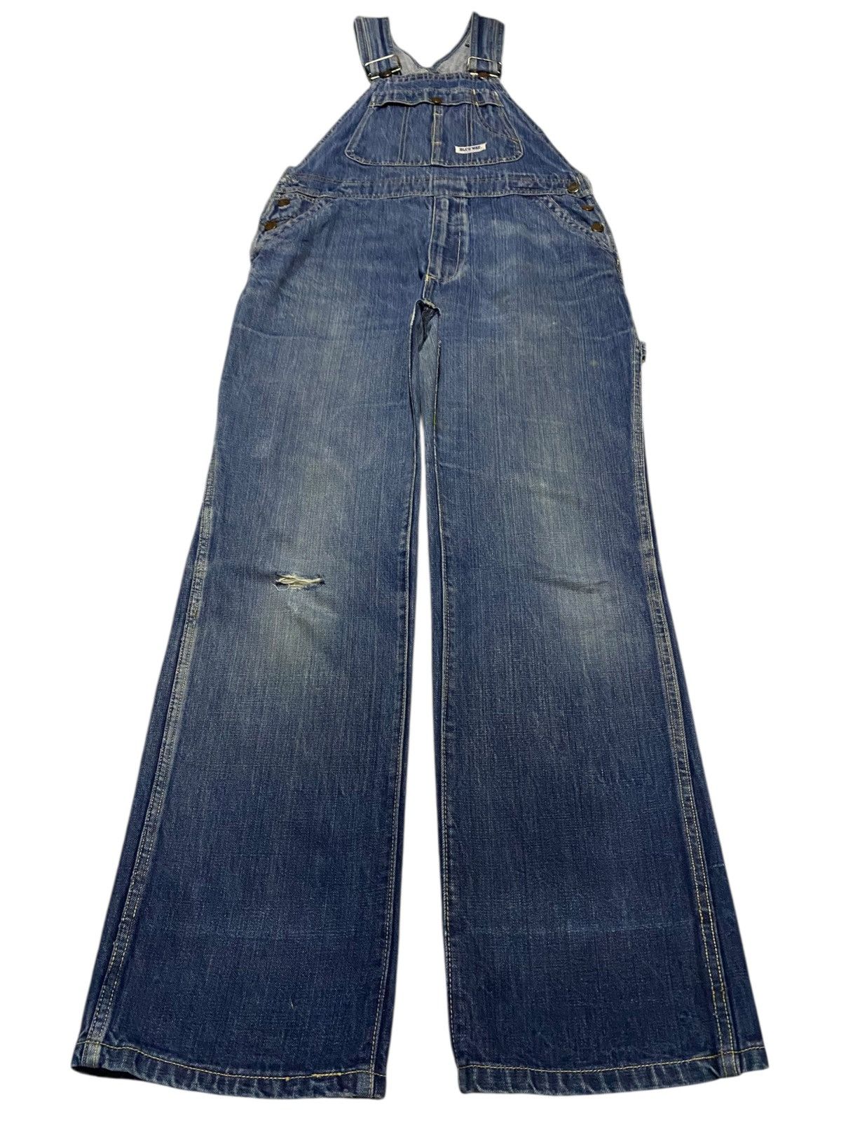 Blue Blue Japan Blue Way Distressed Baggy Overall Size US 33 - 1 Thumbnail