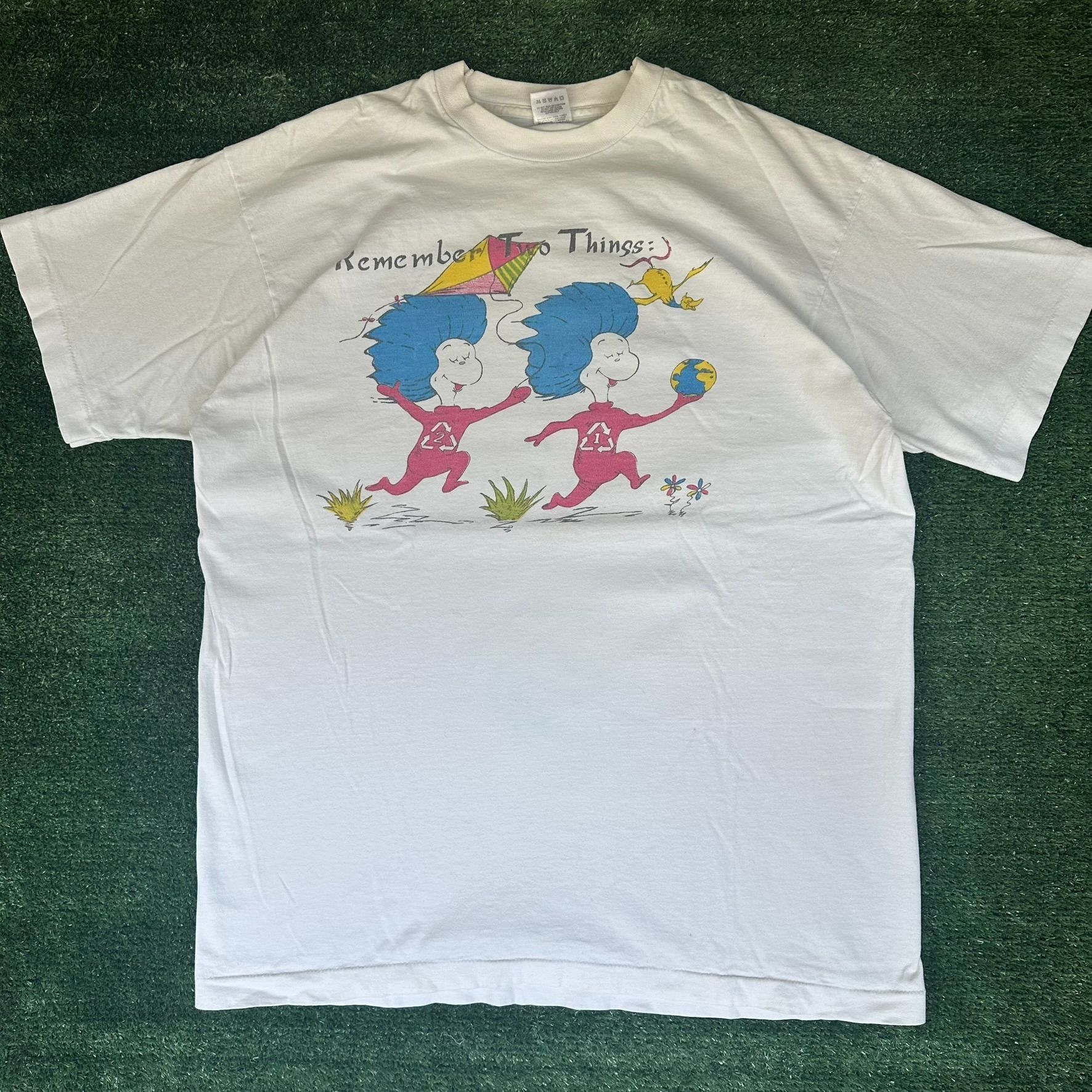 Fruit Of The Loom Vintage 90s Dr. Seuss Two Things Environmental T-Shirt Earth Size US XL / EU 56 / 4 - 1 Thumbnail