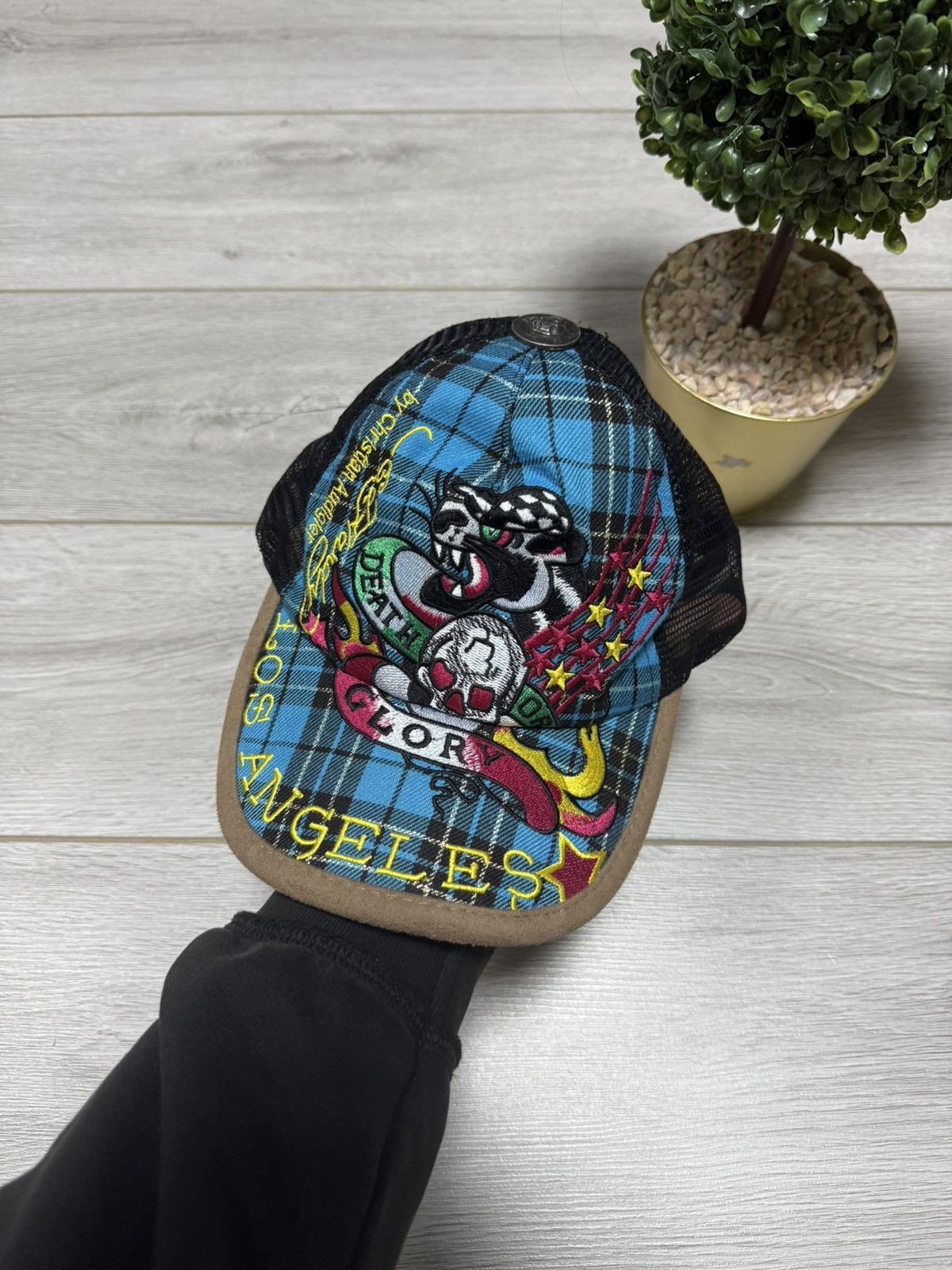 Ed Hardy Ed Hardy check panther skull stars cap hat Size ONE SIZE - 1 Thumbnail