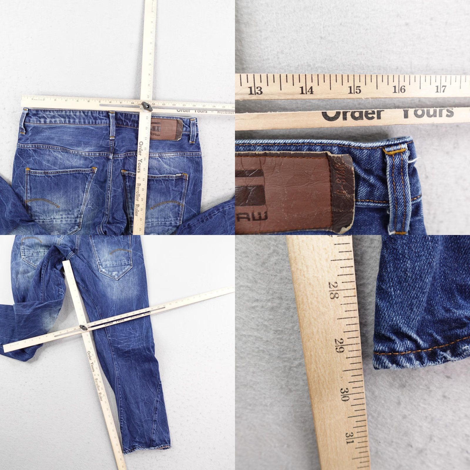 Vintage G-Star RAW Arc 3D Jeans - Denim, Distressed, Blue - Adult 32x30, Button Fly, Tapered Fit, Regular Waist, Cotton Denim, Men Size US 32 / EU 48 - 8 Thumbnail
