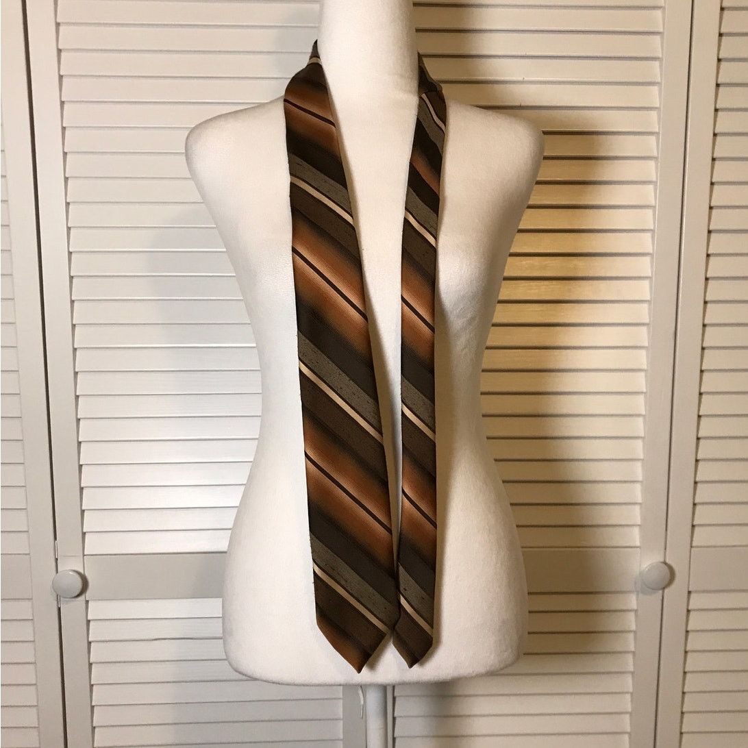 Other Vintage Copper Striped Short Classic Men Necktie Size ONE SIZE - 2 Thumbnail