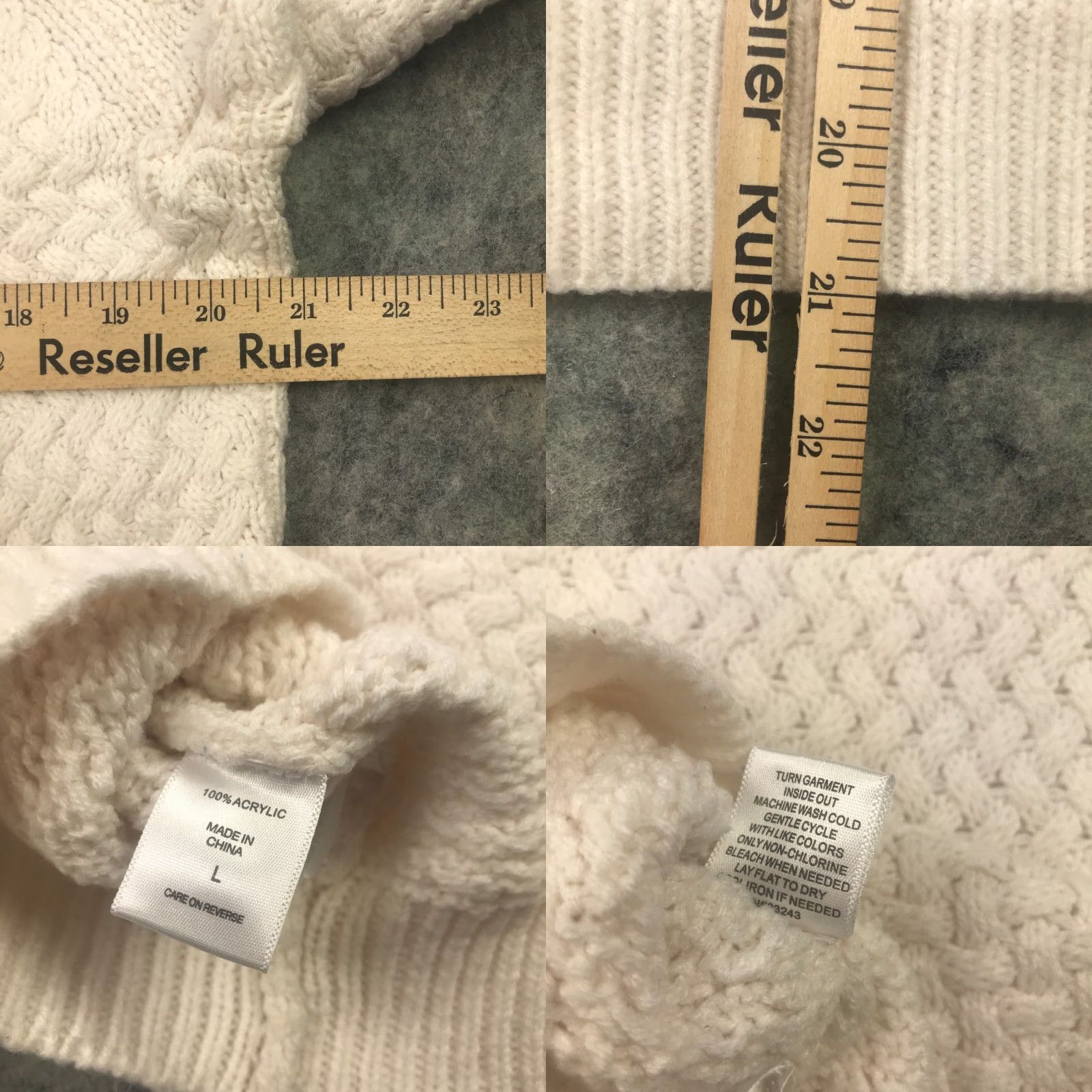 Vintage New York & Company Sweater Shirt Large White Basket Weave Knit Cowl Neck Pullover Womens Fall Winter Spring Size L / US 10 / IT 46 - 7 Thumbnail