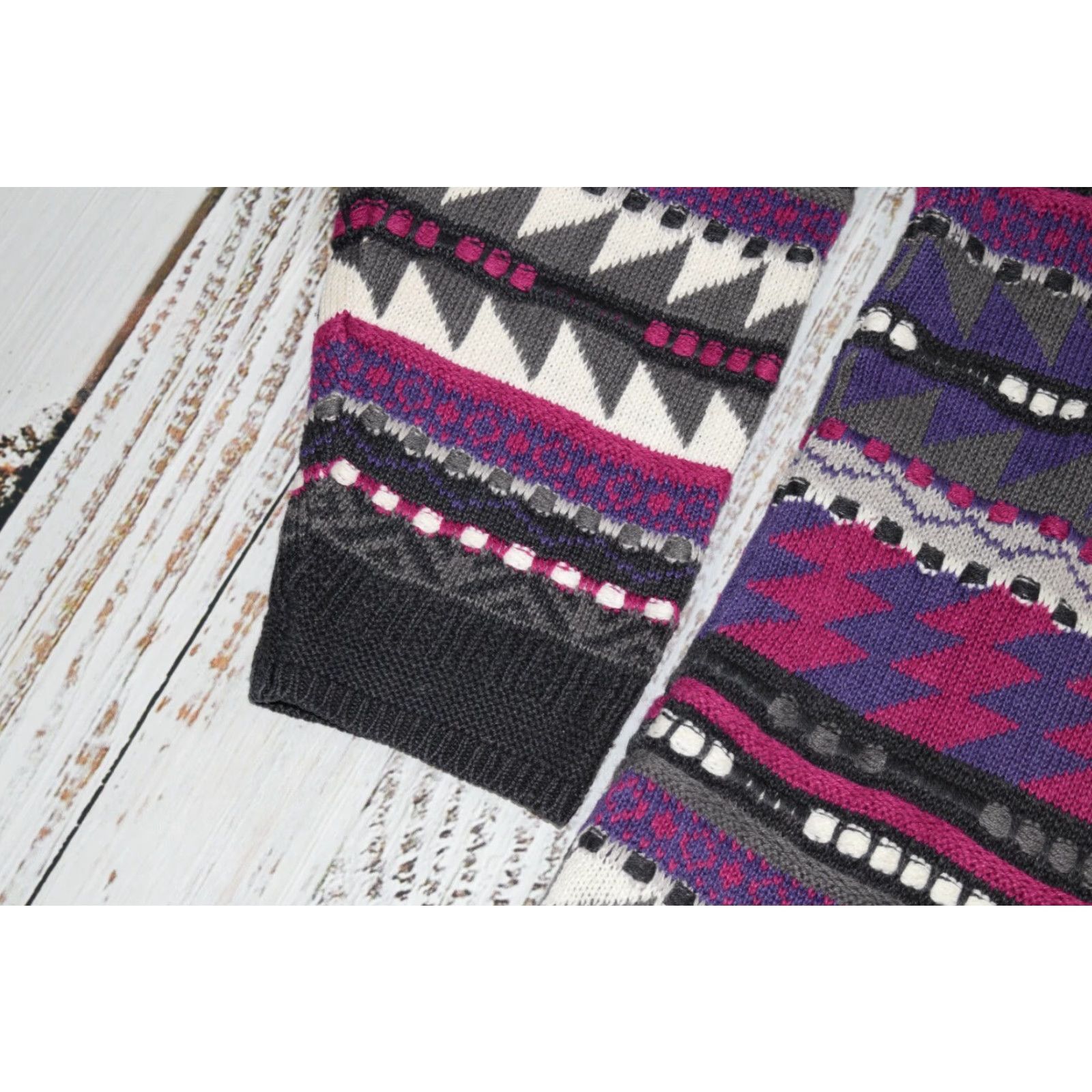 Native VINTAGE Segrets Sun Prints Bohemian Oversized Sweater Women’s Size L Purple 90s Geometric Knit Size L / US 10 / IT 46 - 3 Thumbnail