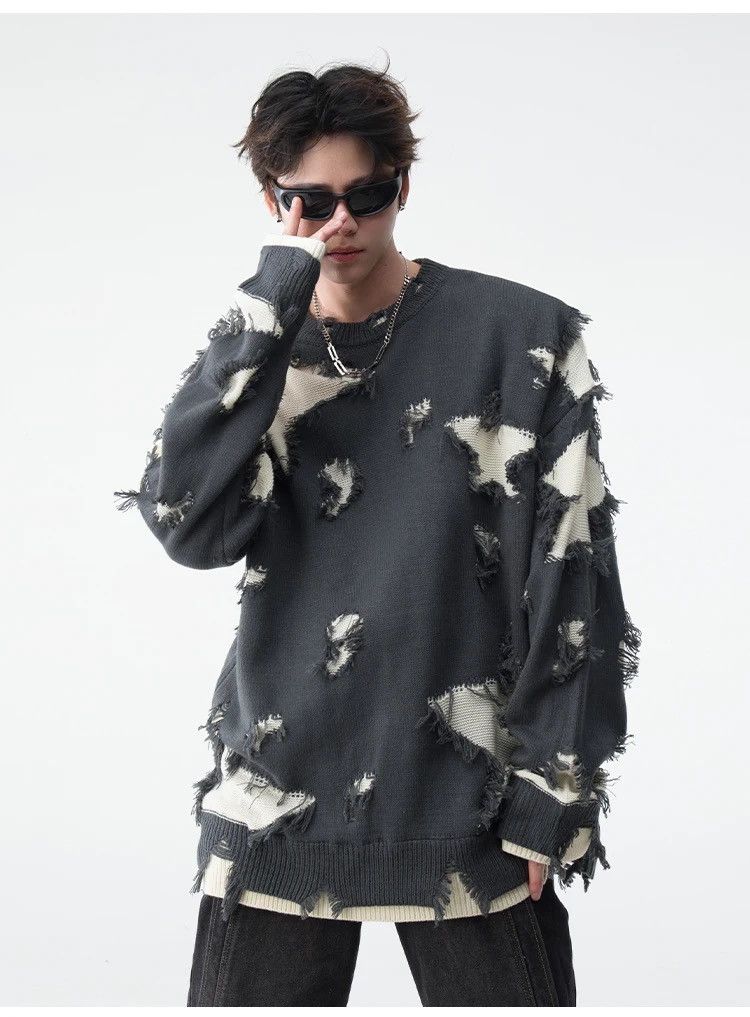 Japanese Brand × Vintage Retro hip hop star distressed oversized sweater knitwear Size US XL / EU 56 / 4 - 7 Thumbnail
