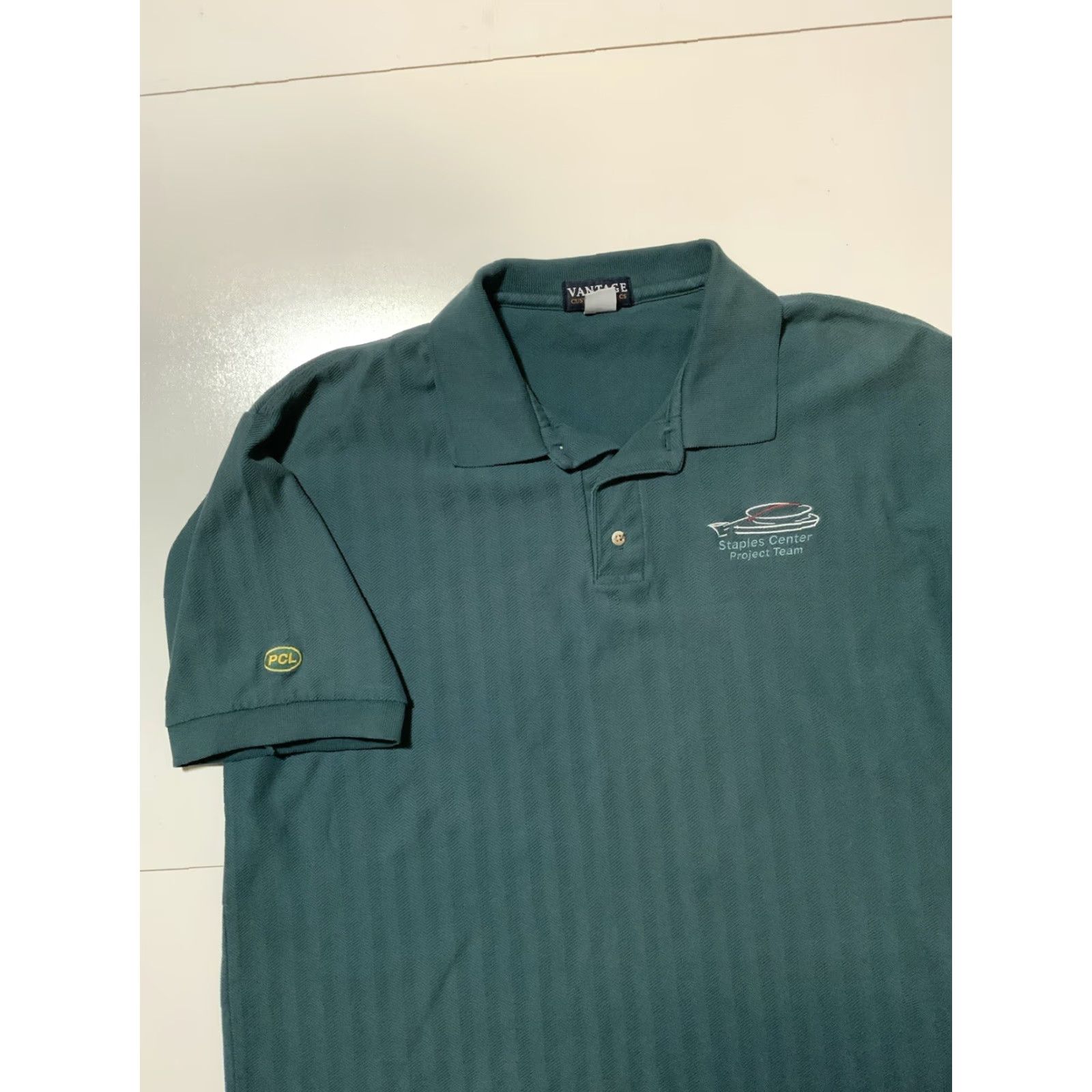 Vintage VINTAGE Vantage Custom Classics Staples Center Project Team Staff Polo XL Green Mens Polo Shirt XL Size US XL / EU 56 / 4 - 4 Thumbnail
