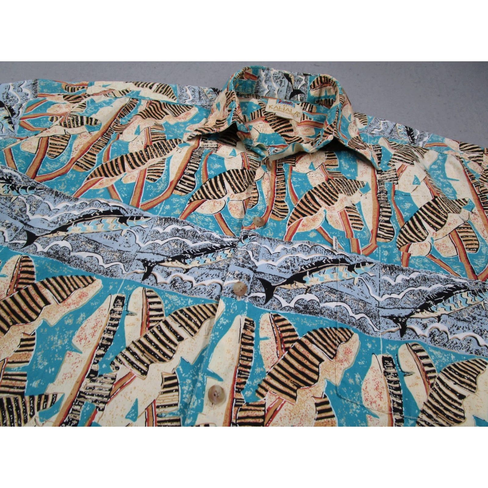 ALOHAS VINTAGE Kahala Avi Shirt Mens Large Hawaiian Aloha Fish Button Made Hawaii 90s Size US L / EU 52-54 / 3 - 2 Thumbnail