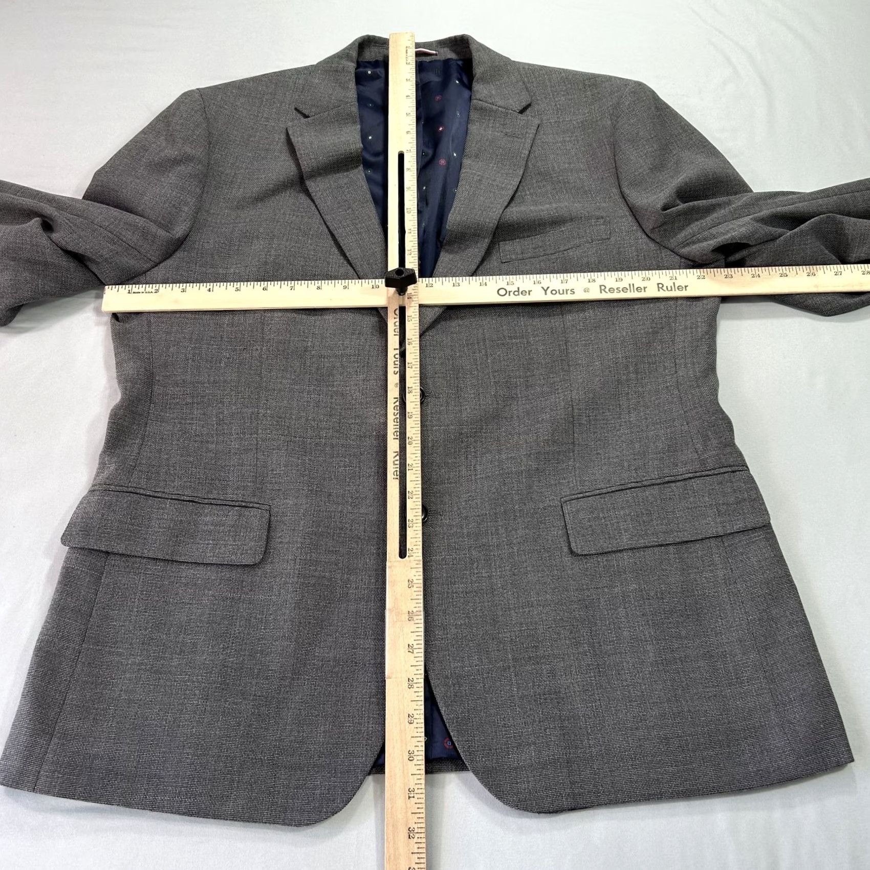 Tommy Hilfiger Tommy Hilfiger Blazer Mens 44R Gray Wool Blend Two Button Sport Coat Jacket Size 44R - 6 Thumbnail