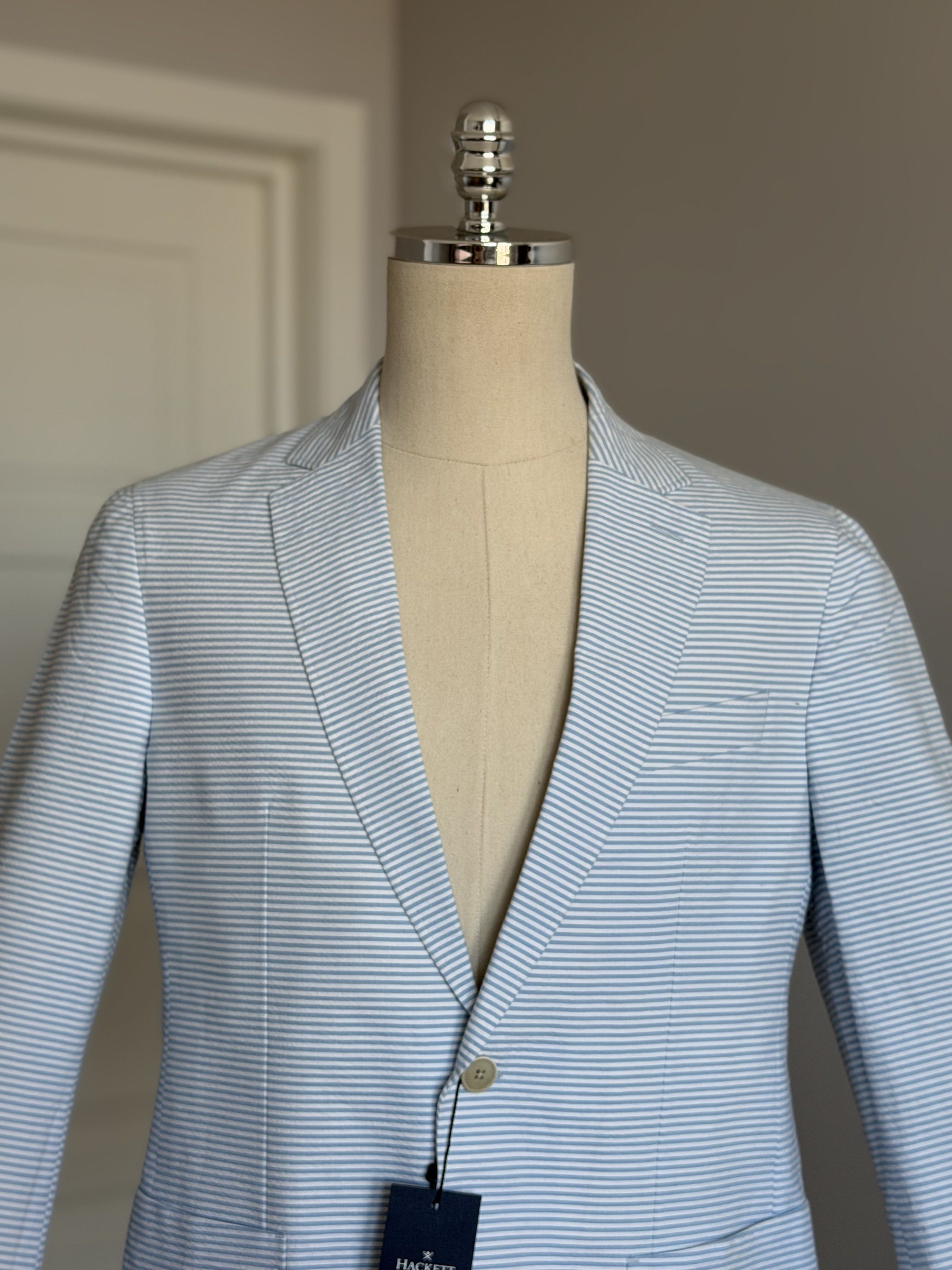 Hackett HACKETT London Horizontal Seersucker Men's Blazer Jacket Size 50R - 2 Thumbnail