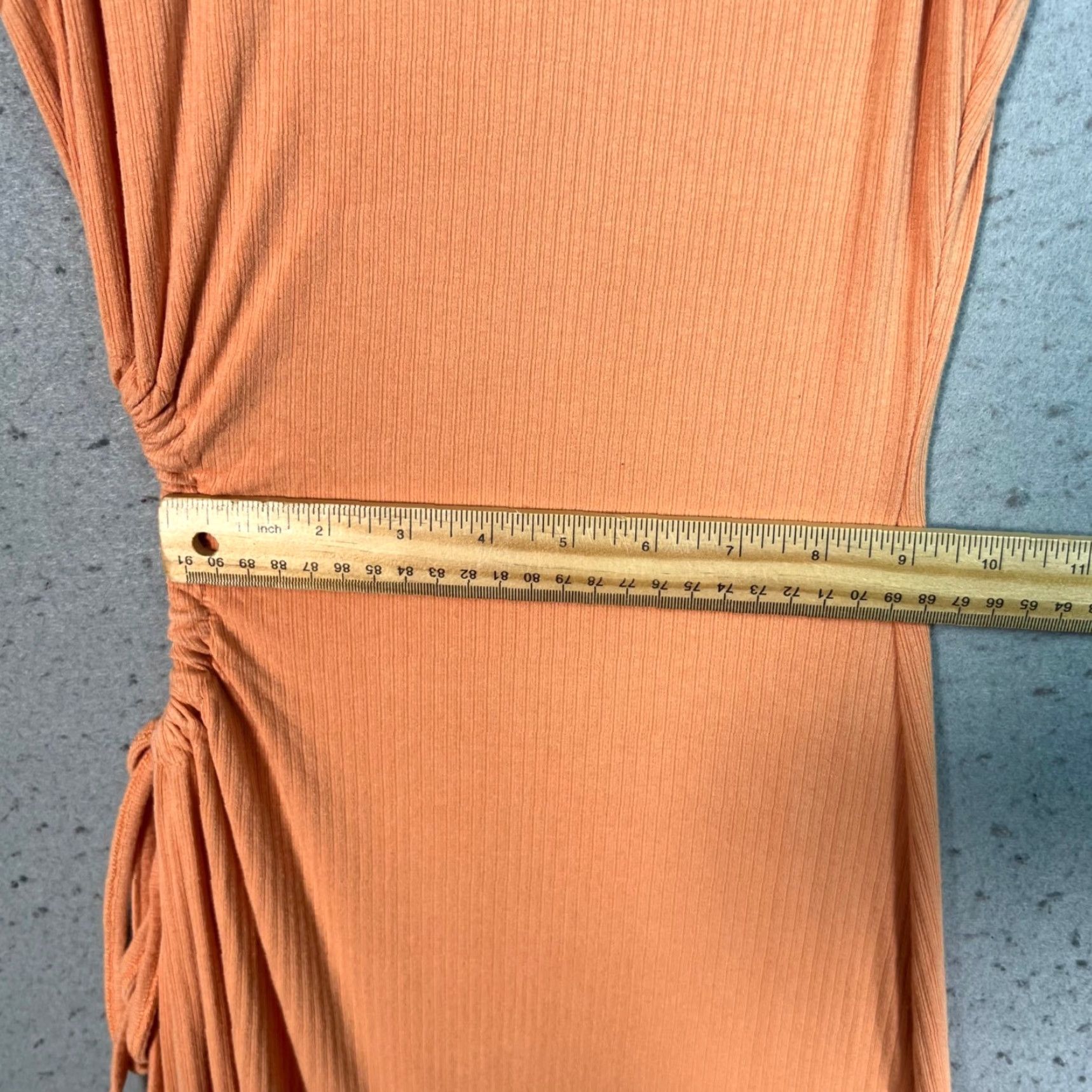 Vintage Le Lis Collection Maxi Dress Sleeveless Orange Ruched Ribbed Ladies S Small Summer Rayon/Spandex Size S / US 4 / IT 40 - 7 Thumbnail