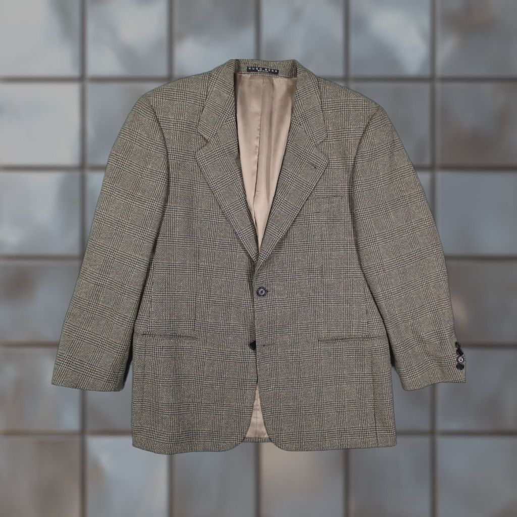 Hugo Boss VINTAGE Hugo Boss Blazer Jacket Men 40 Short Beige Galilei Wool Silk Single-Breasted 2-Button Made in USA Size US 40 / EU 56 - 1 Thumbnail