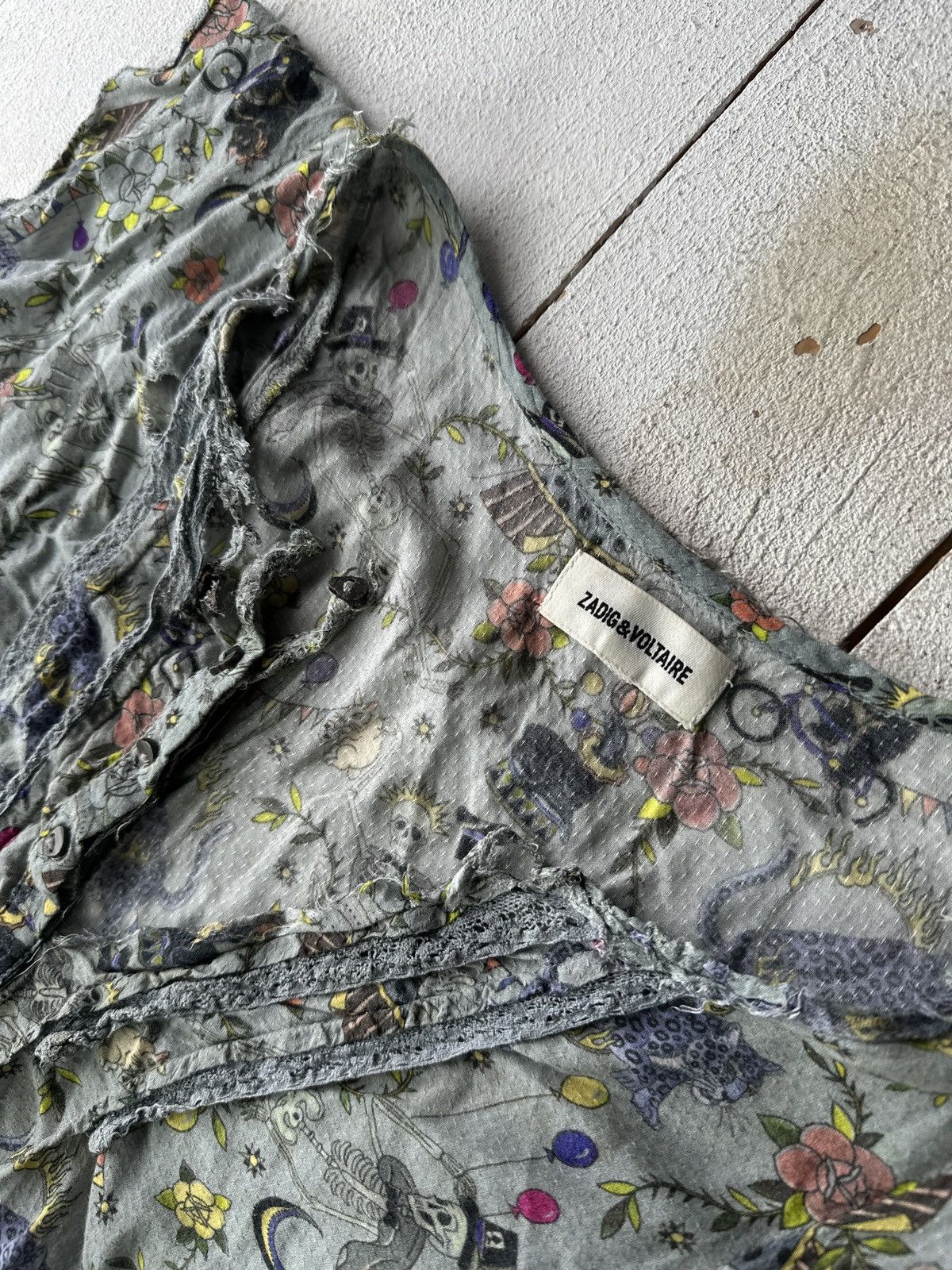 Zadig & Voltaire 🚨VNTG Zadig & Voltaire MINI DRESS/ TEE Degrade Skull T Shirt Size XXS / US 00 / IT 34 - 6 Thumbnail