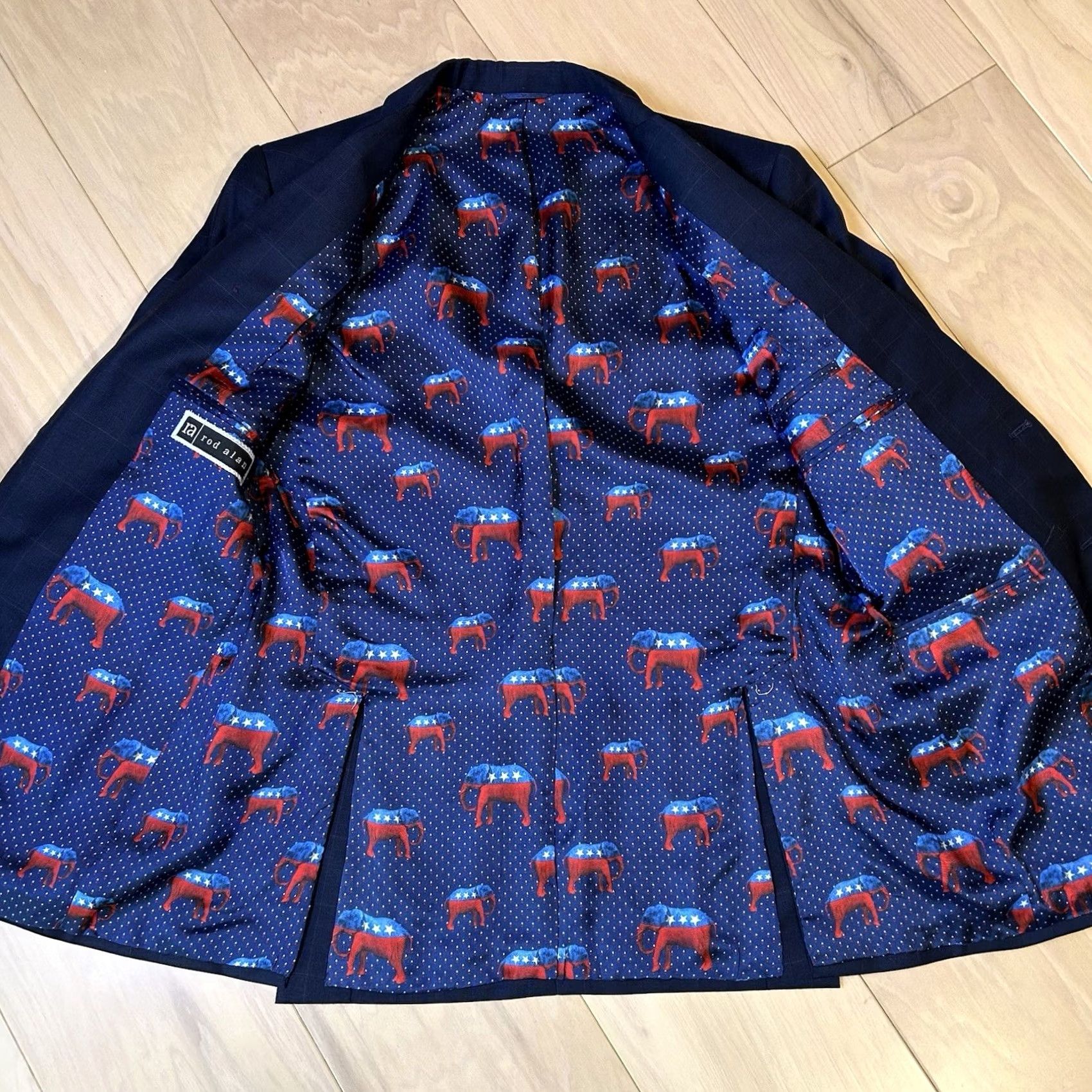 Vintage Rod Alan Custom Democratic Lining Blazer Sport Coat Men’s 39R Blue Plaid Regular Size 40R - 7 Thumbnail