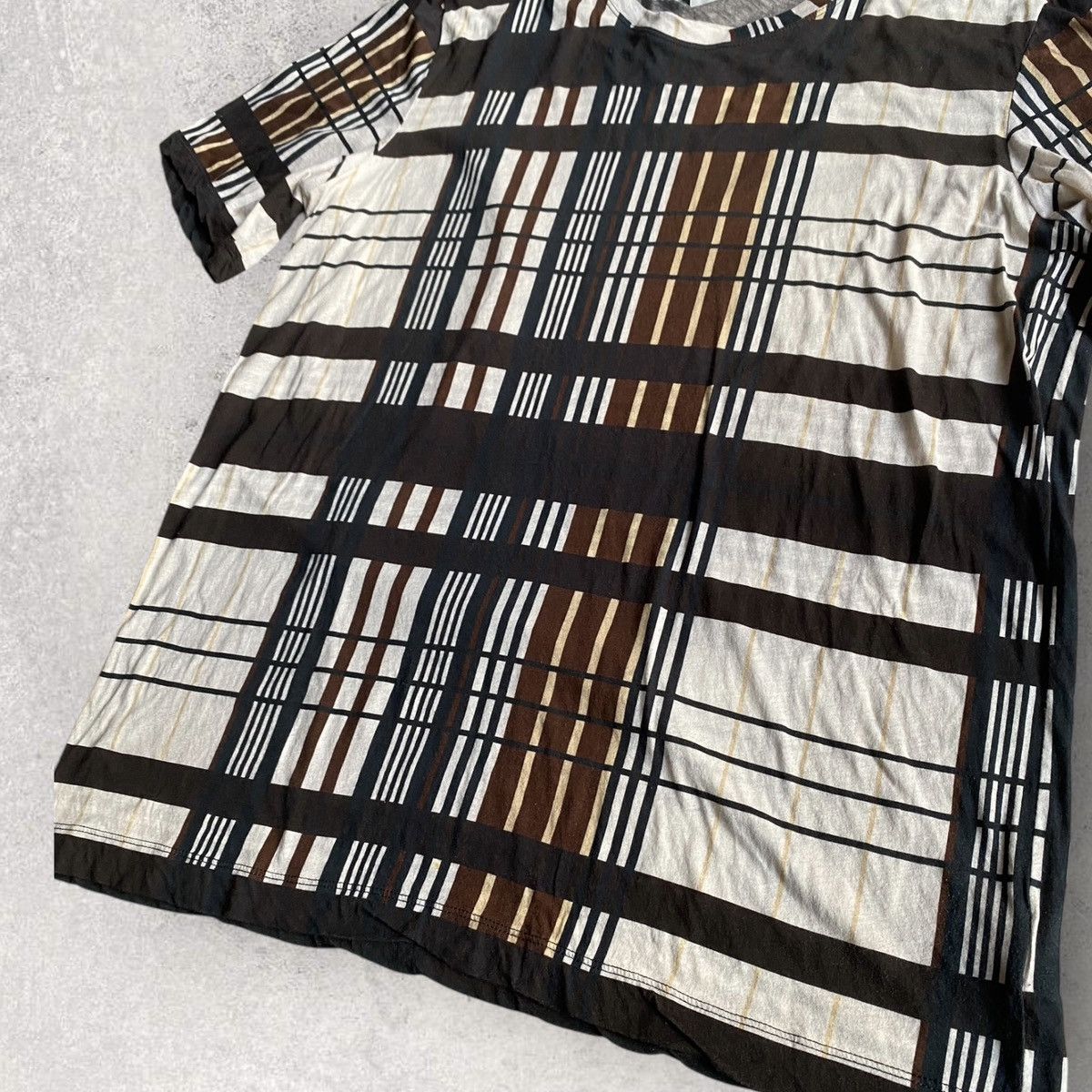Dries Van Noten Brown Plaid Print T Shirt Size US L / EU 52-54 / 3 - 5 Thumbnail