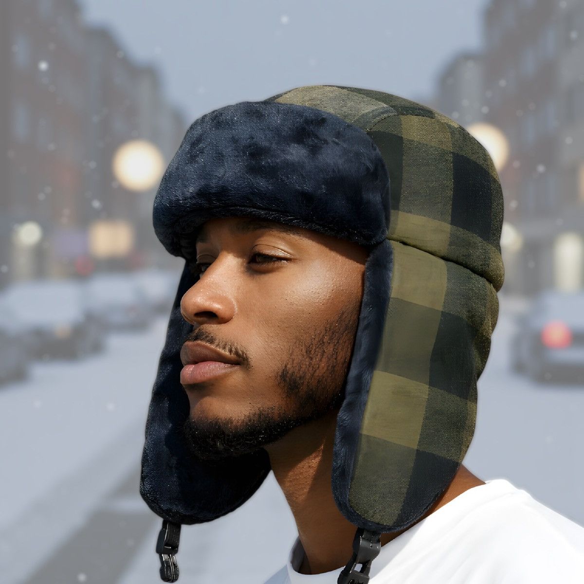 Other Chaos Unisex Winter Quilted Green Plaid Trapper Hat Sz OS Size ONE SIZE - 1 Thumbnail