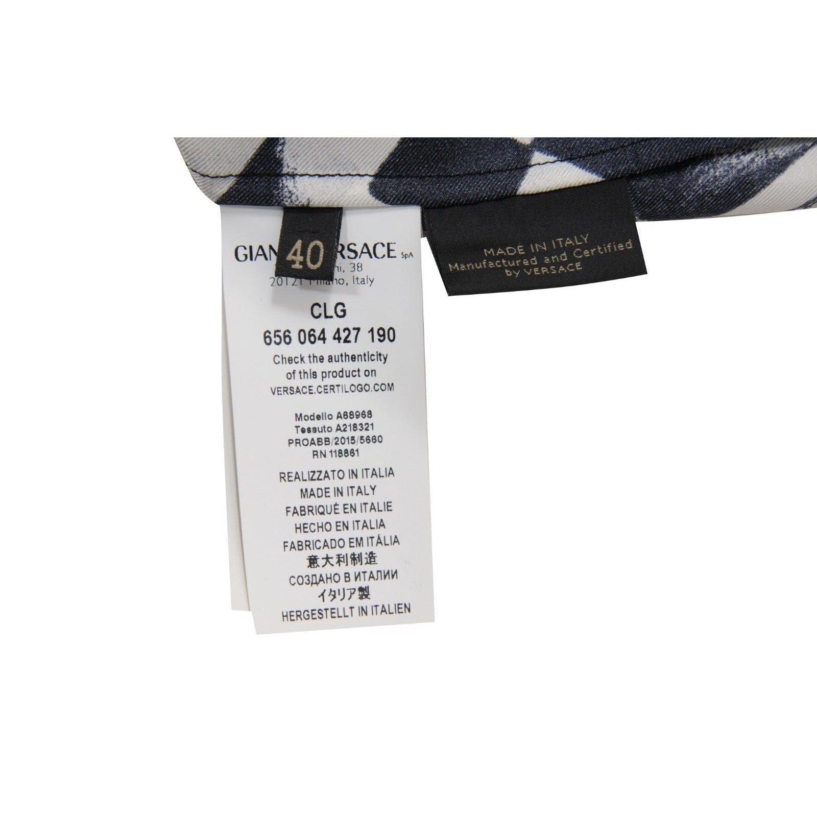 Versace Black White Silk Medusa Print Button Down Shirt Size US M / EU 48-50 / 2 - 10 Thumbnail