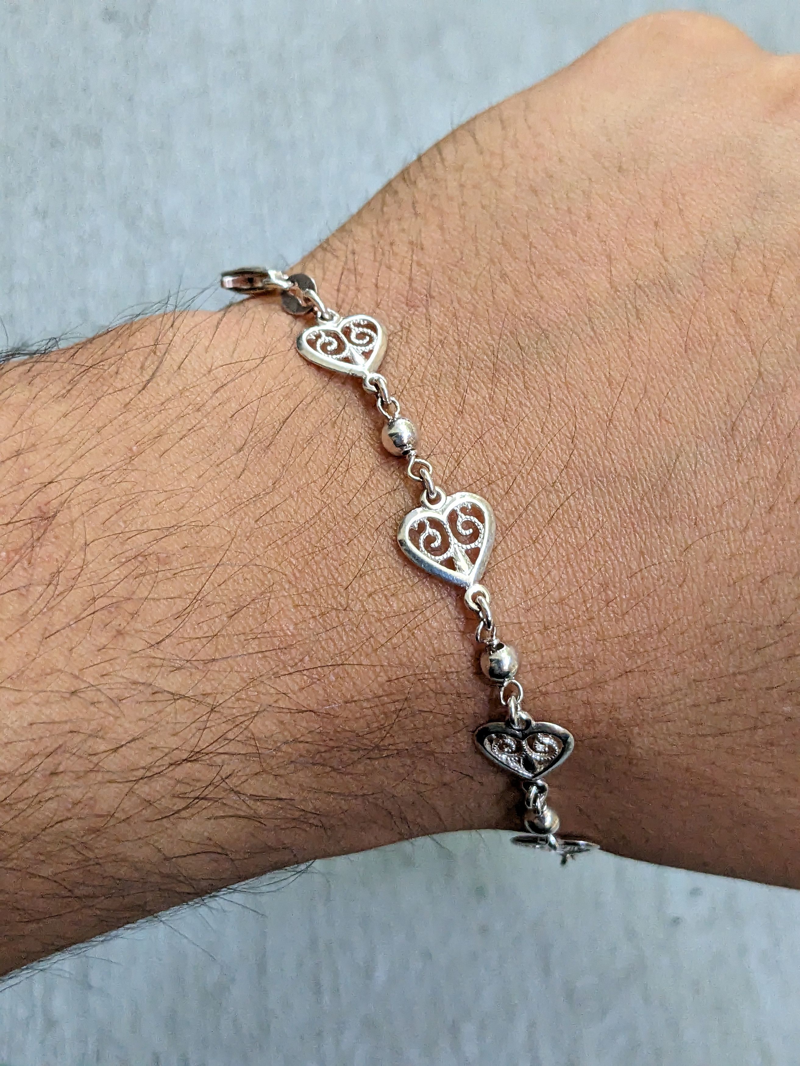 Jewelry × Vintage Vintage Sterling Silver Heart Bracelet Chain 7.25" Italy Y2K Size ONE SIZE - 9 Thumbnail