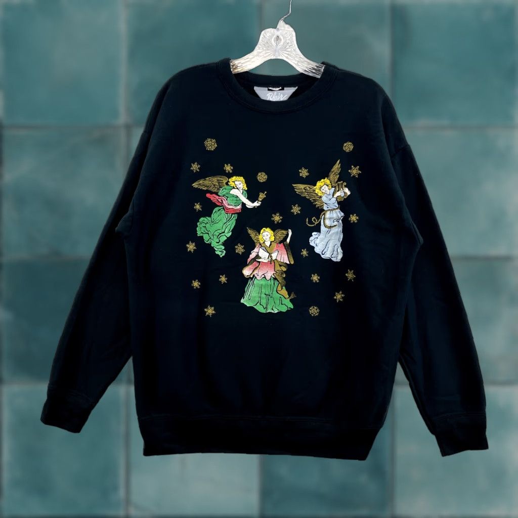 Blair VINTAGE Christmas Sweater Large Angels Holiday Sweatshirt Crewneck Pullover Size L / US 10 / IT 46 - 1 Thumbnail
