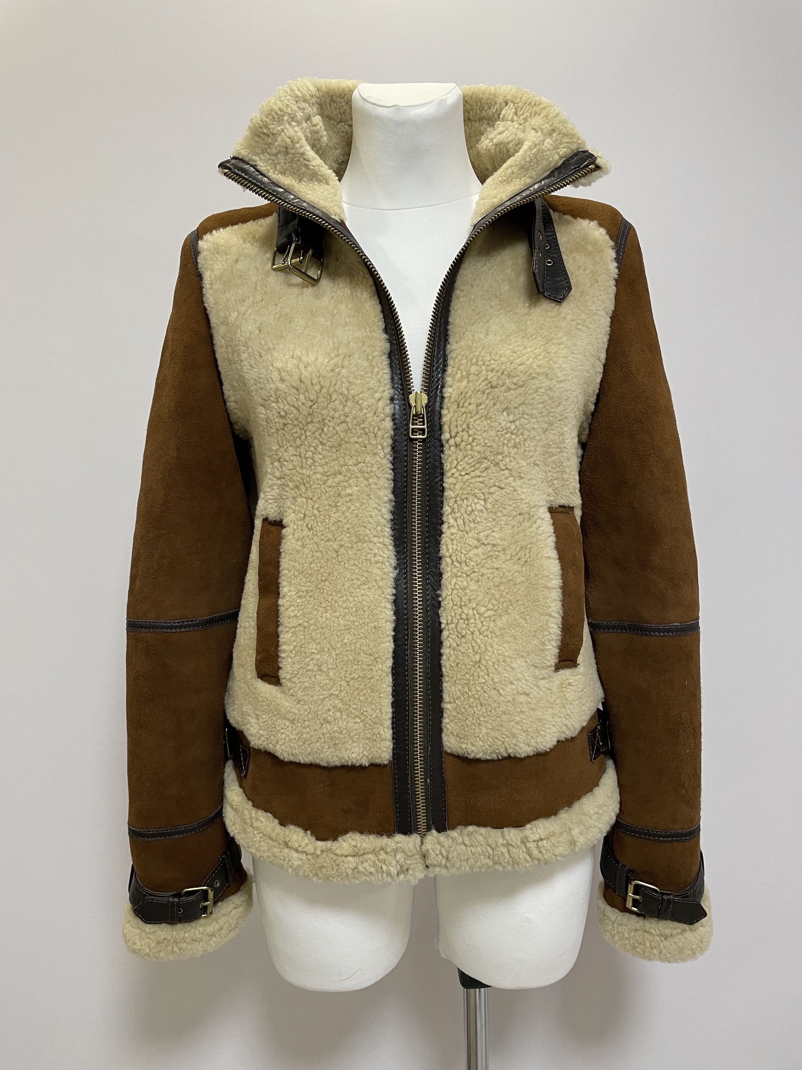 Massimo Dutti MASSIMO DUTTI Aviator Fur Shearling Bomber Jacket Sheepskin Size M / US 6-8 / IT 42-44 - 4 Thumbnail
