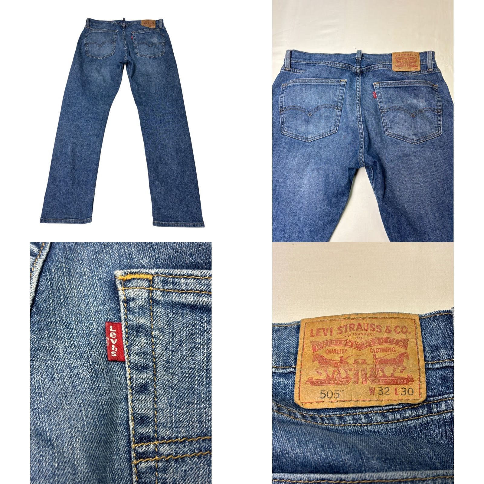 Denime Levi Strauss 505 Jeans Mens W32 L30 Blue Denim Straight Fit Pants Size US 32 / EU 48 - 8 Thumbnail