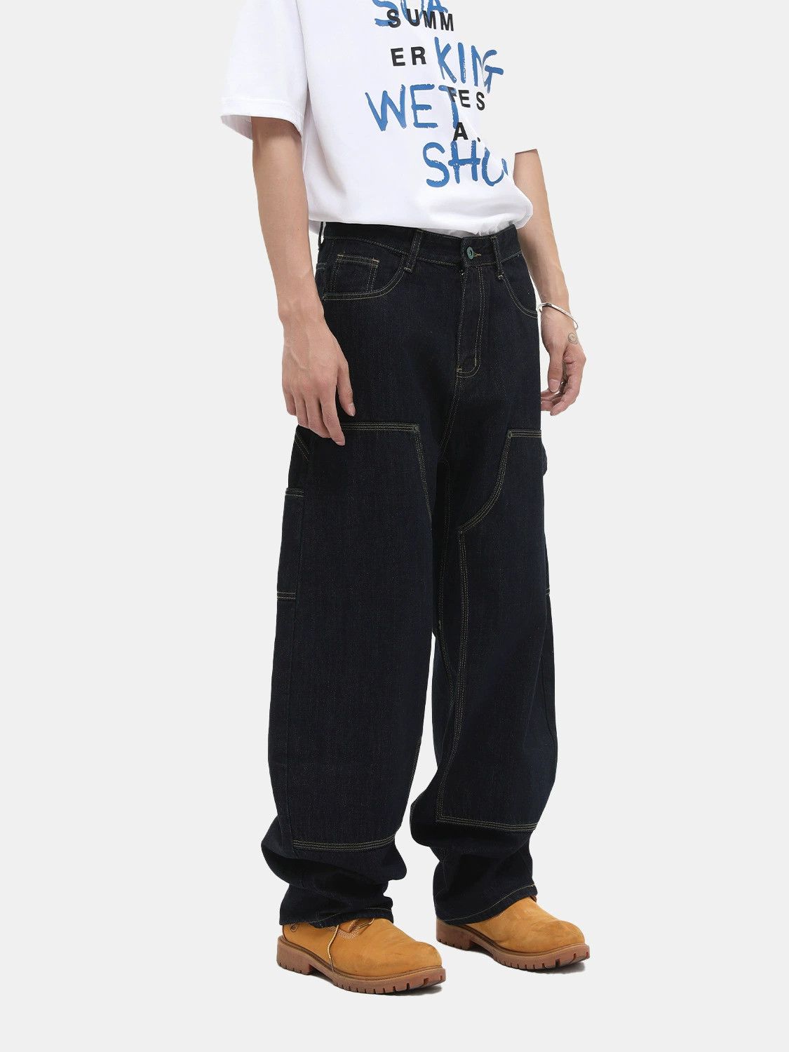 Jean High street cleanfit patchwork multi-pocket work jeans Size US 32 / EU 48 - 4 Thumbnail