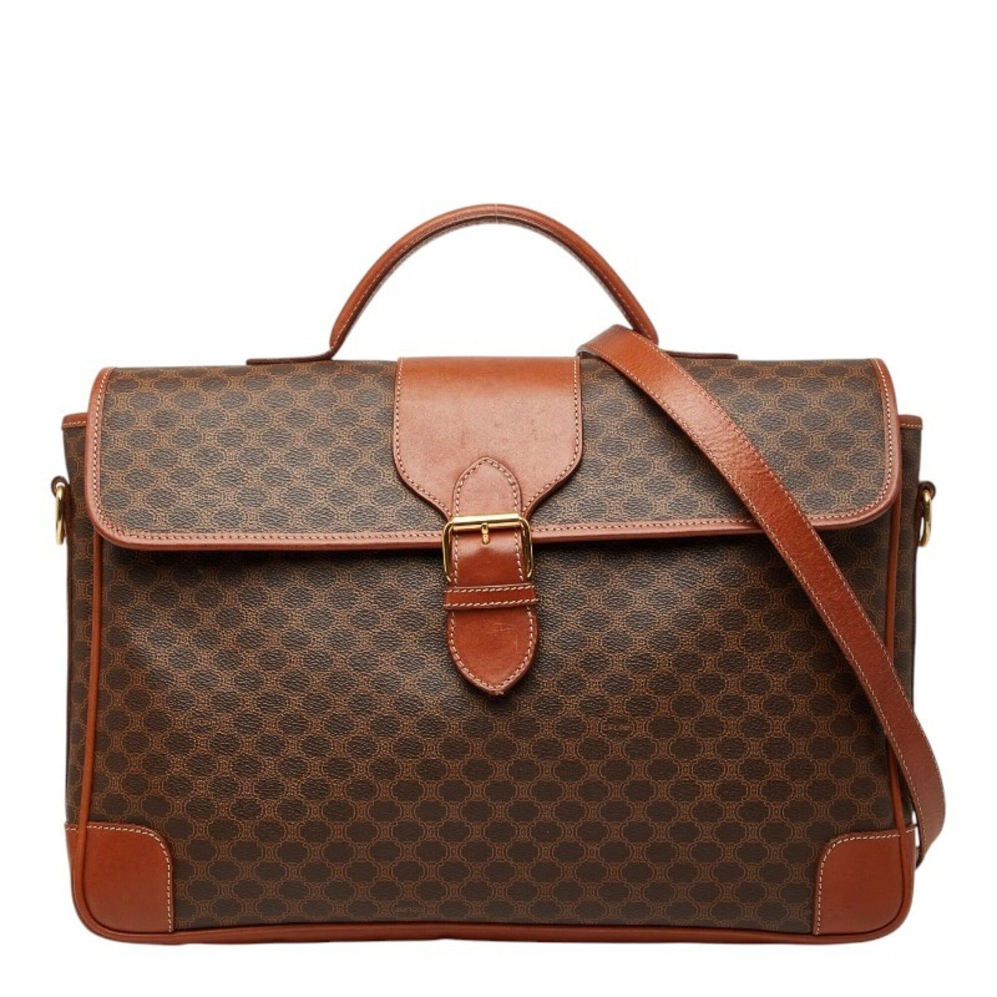 Celine Celine Macadam Handbag Shoulder Business Bag 2WAY Brown Leather Women's CELINE Size ONE SIZE - 1 Thumbnail