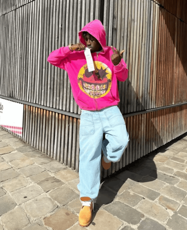 pattern printed oversized zipper hoodies
