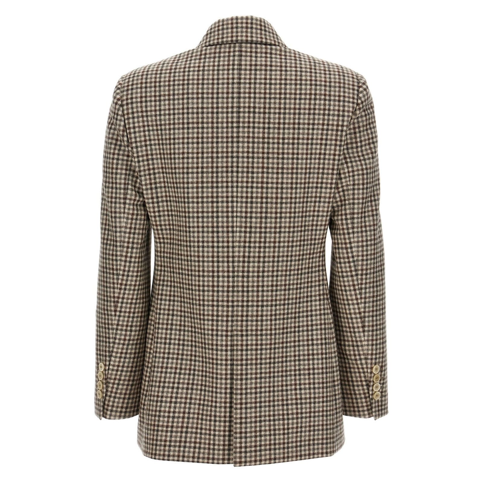 Brunello Cucinelli BRUNELLO CUCINELLI $6100 Beige Check Wool Blazer Jacket New Size M / US 6-8 / IT 42-44 - 2 Thumbnail