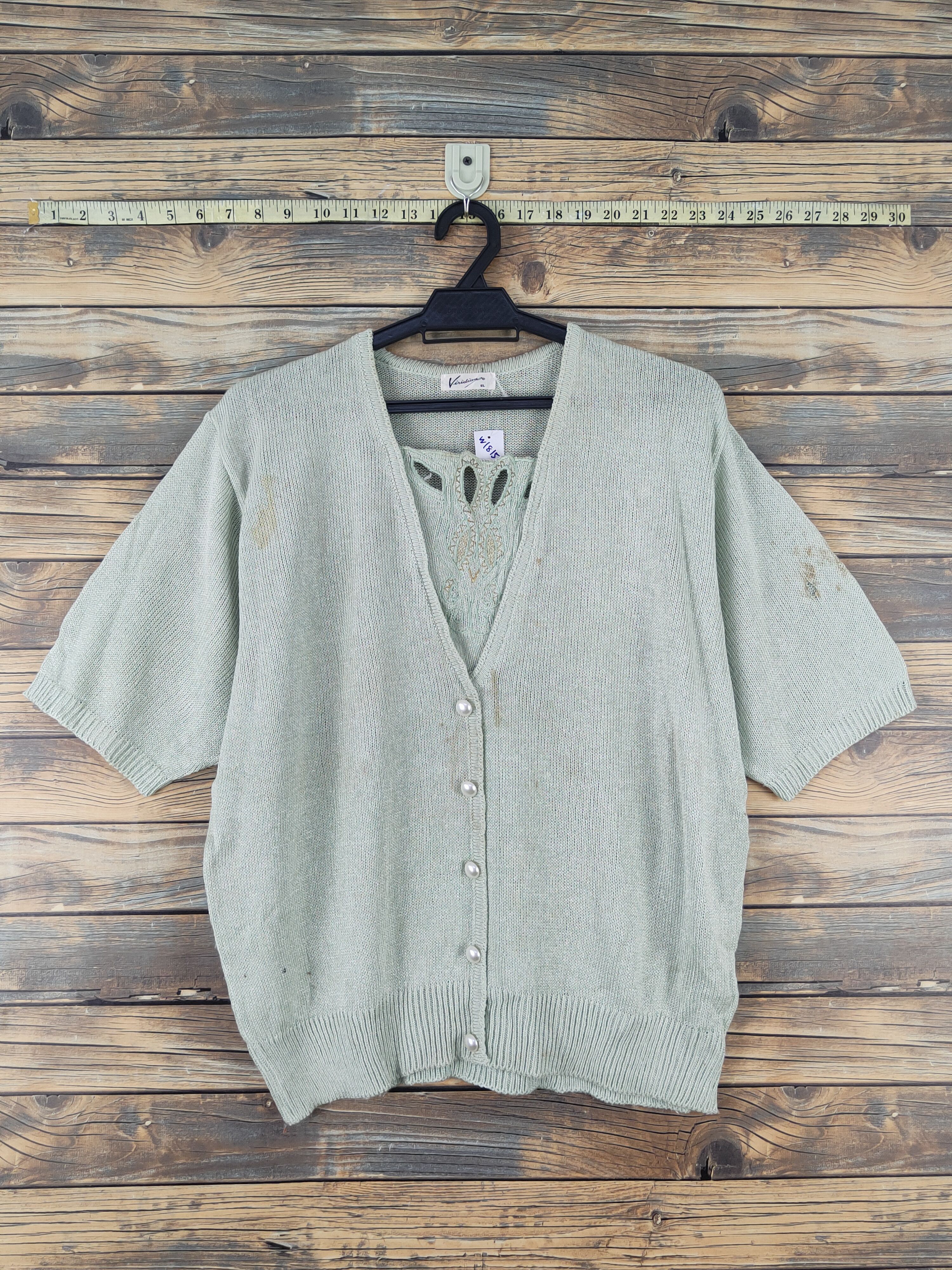 Homespun Knitwear Viridian Green Knitwear Short Sleeve knitwear #W1815 Size M / US 6-8 / IT 42-44 - 1 Thumbnail
