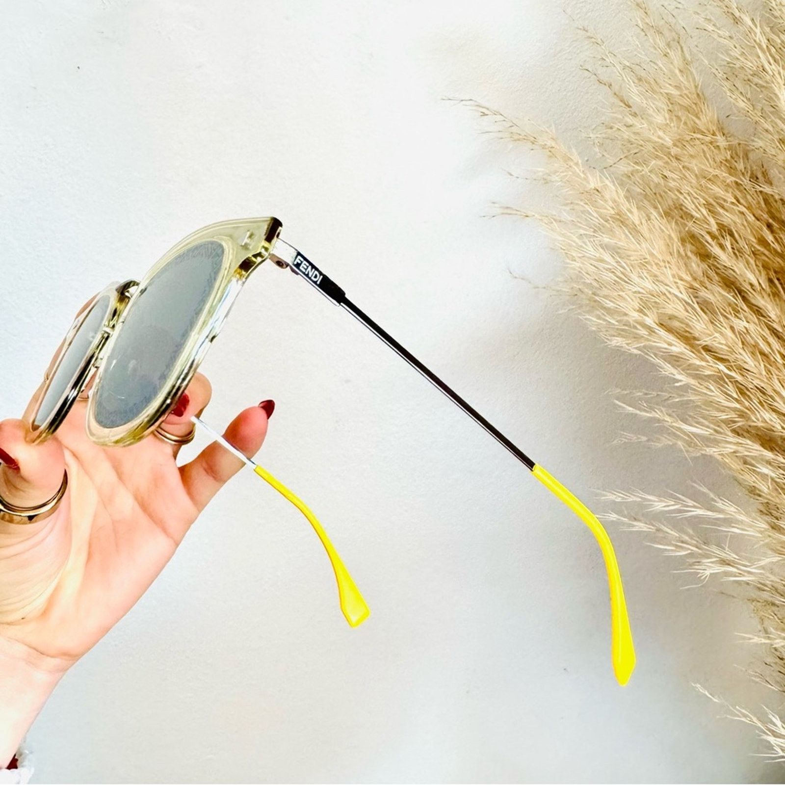 Fendi FENDI Silver Yellow Grey Mirror Lens $595 Sunglasses Case Size ONE SIZE - 4 Thumbnail