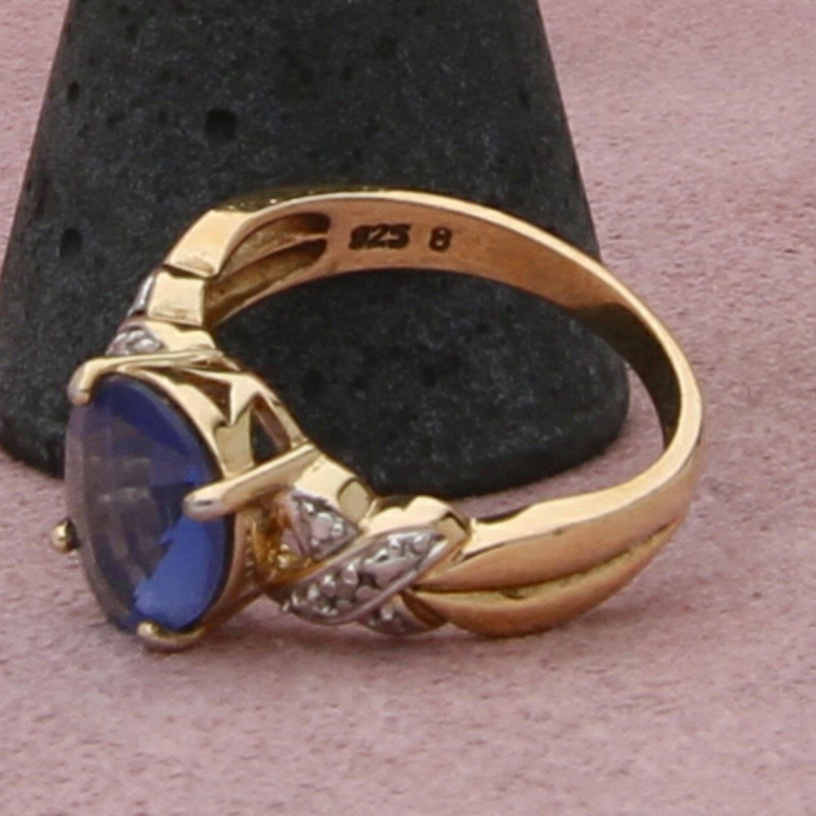 Sterling Silver sterling silver gold plate diamond accent cz ring size 8 Size ONE SIZE - 3 Thumbnail