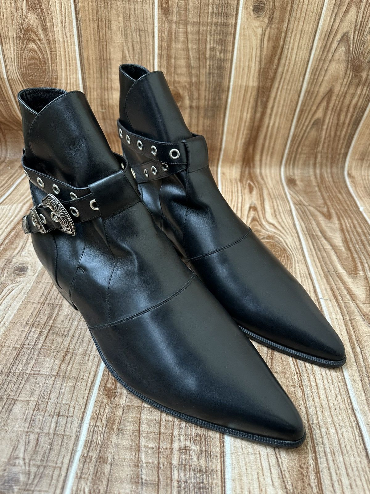 Saint Laurent Paris SS14 Western Buckle Duckies Boots | Grailed