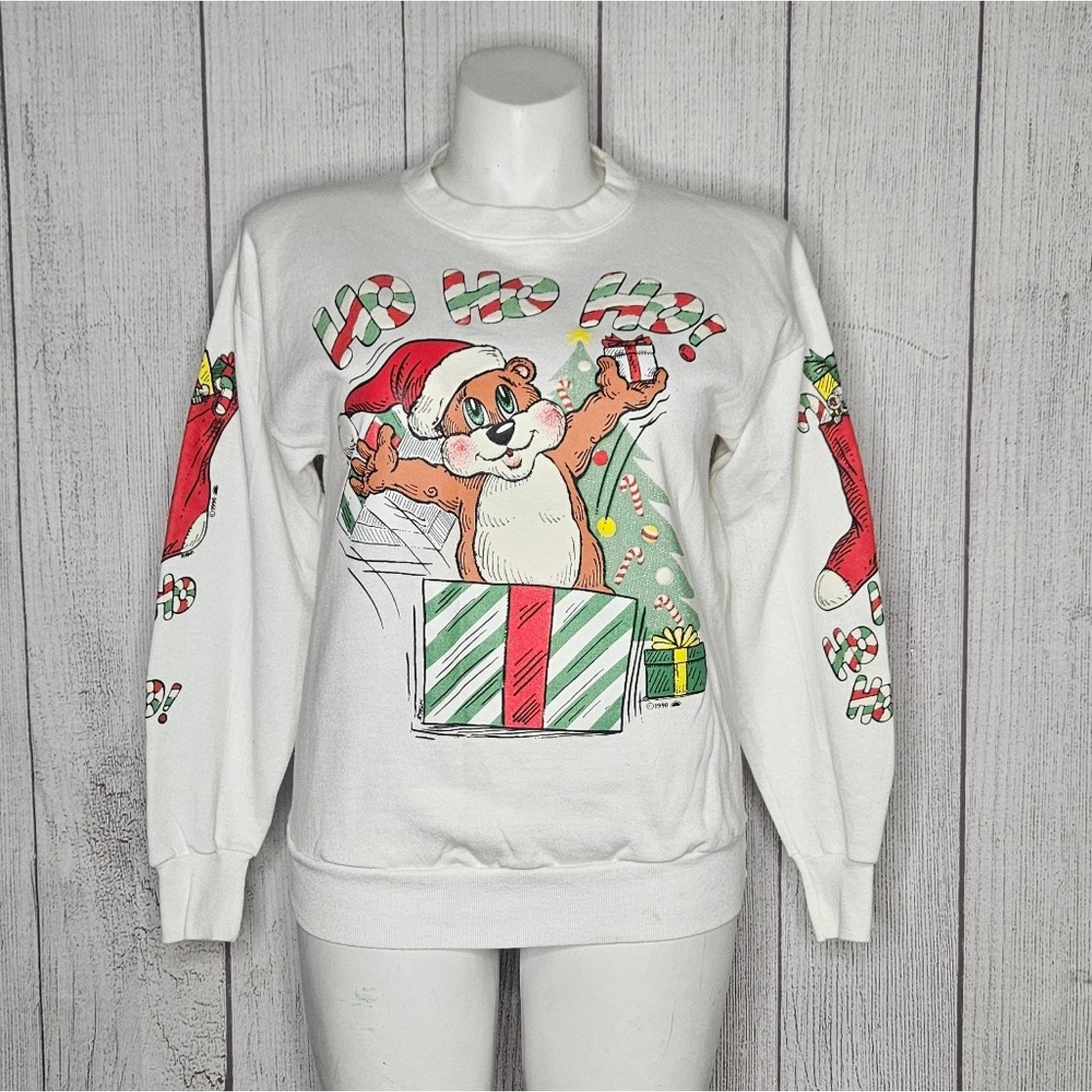 Vintage VTG 1990 Double Sided Crewneck Christmas HO HO HO Sweater, L Size US L / EU 52-54 / 3 - 1 Thumbnail