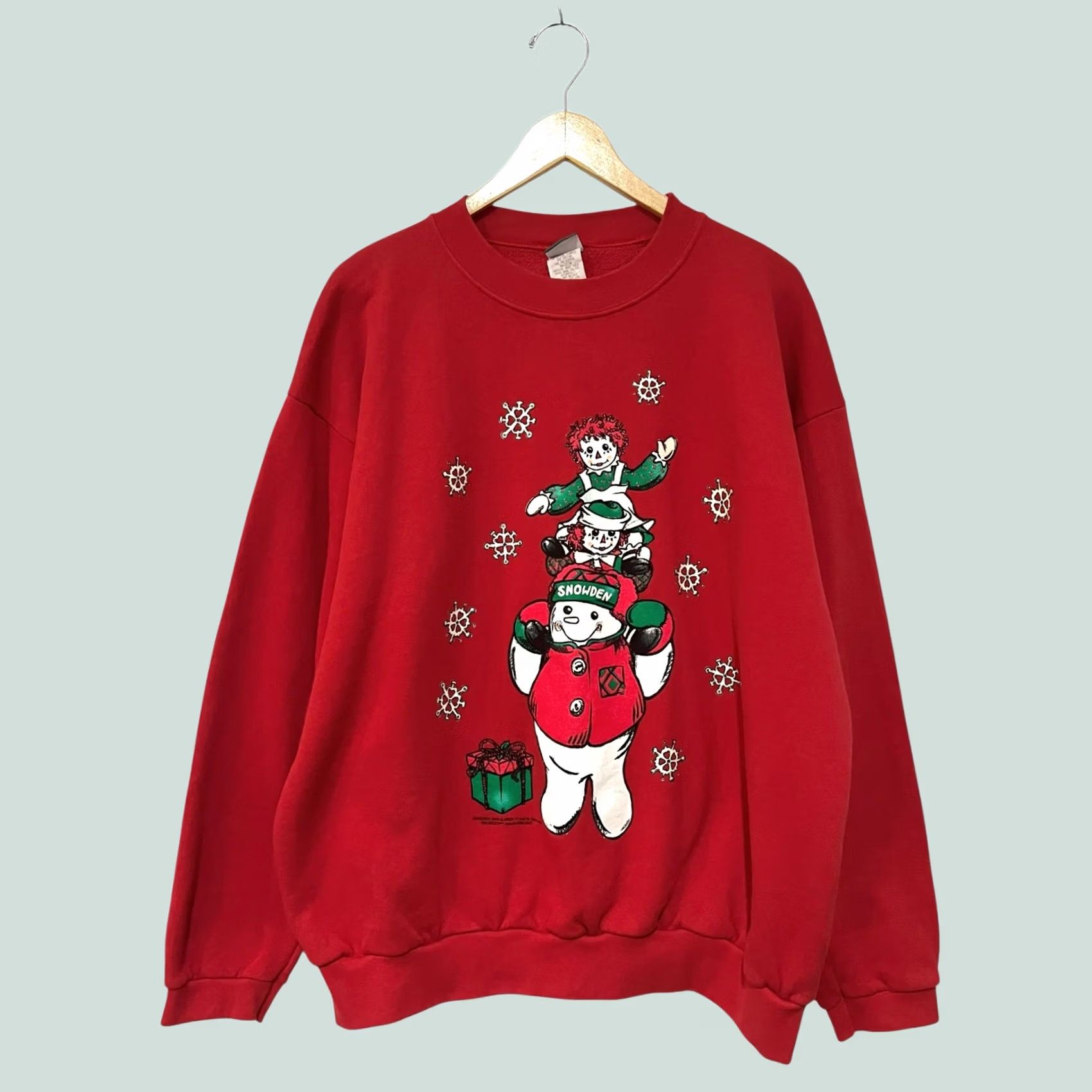 Vintage VINTAGE Snowden & Friends Raggedy Ann & Andy Christmas Sweatshirt Adult XL Red Crew Neck Pullover 90s Holiday Womens Size XL / US 12-14 / IT 48-50 - 1 Thumbnail