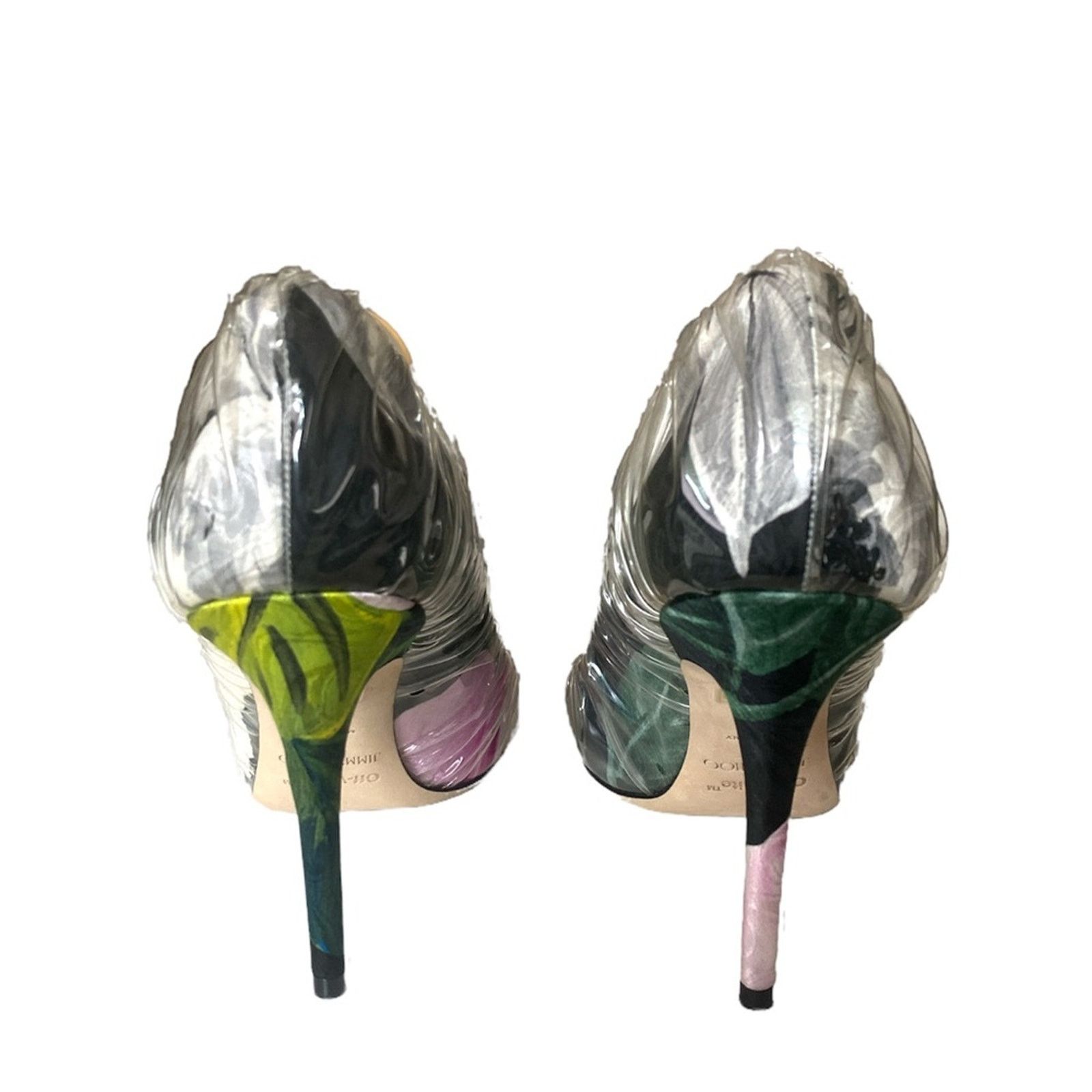 Jimmy Choo OFF-WHITE C/O JIMMY CHOO Anne 100 PVC-Wrapped Satin Pumps Size US 9 / IT 39 - 4 Thumbnail