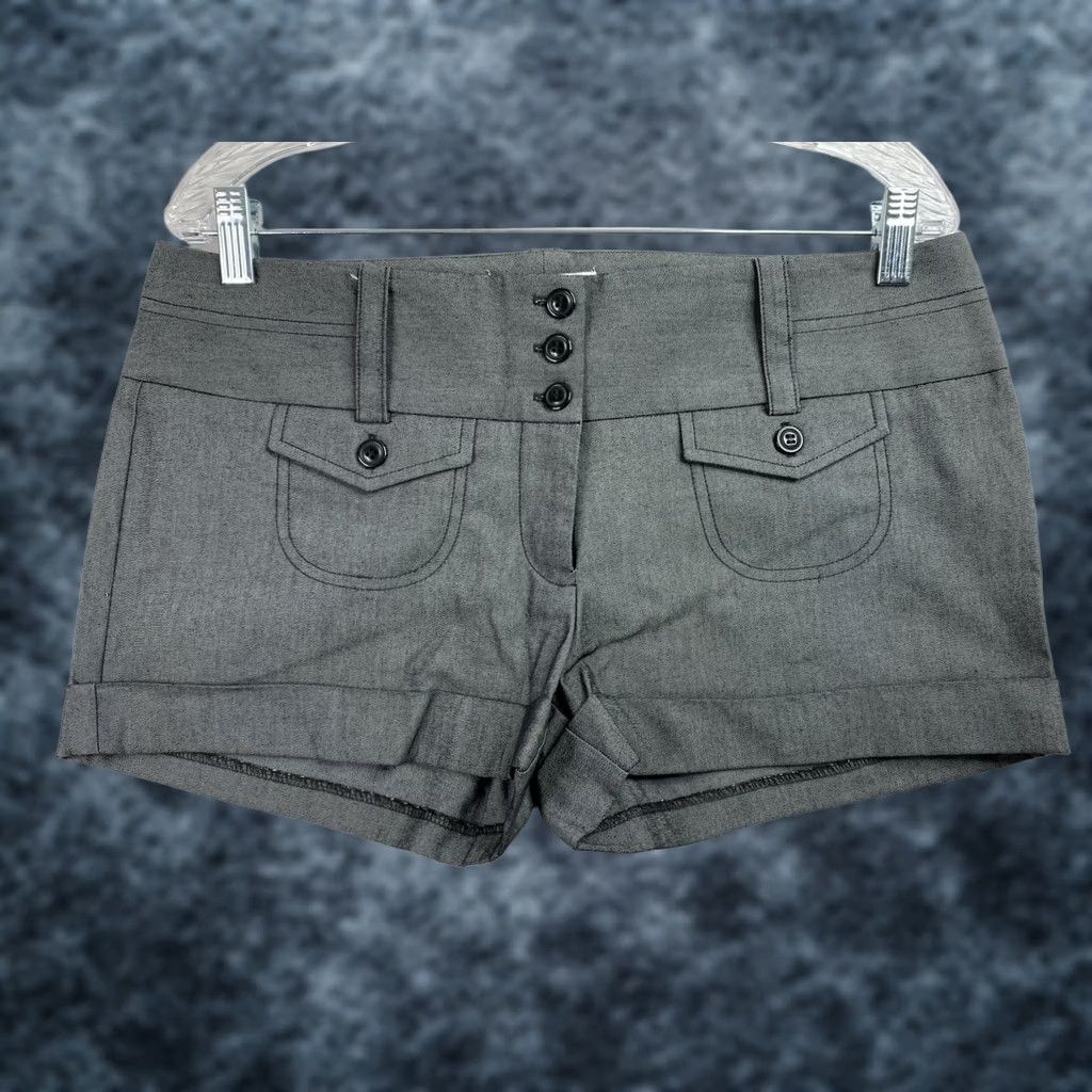 Vintage VINTAGE Charlotte Russe Hot Pants Shorts 11 Gray Mid Rise Twill Cotton Blend Juniors Women Size 24" / US 00 / IT 34 - 1 Thumbnail