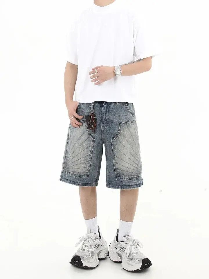 Designer × Japanese Brand Baggy Distressed Style Street Jorts Size US 32 / EU 48 - 1 Thumbnail
